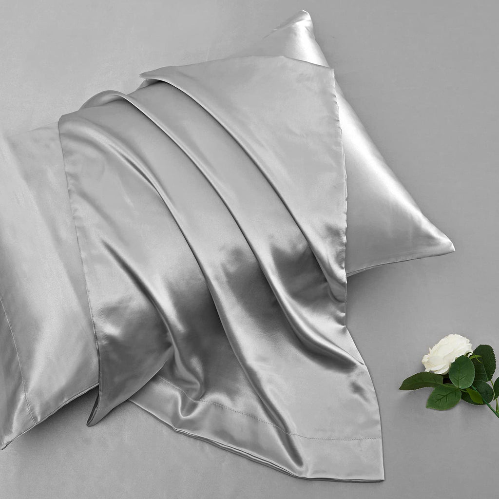Vonty Extra Deep Pocket Full Sheet Sets - Cooling & Silky Satin Full Size Sheets with 18-24 Inch Deep Pocket, Black Satin Bed Sheets Fit Up to 24" Deep Mattress - 4 Piece Set