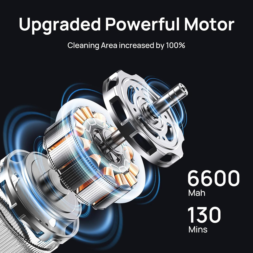 (2026 Upgraded) Robotic Pool Vacuum for Above Ground Pool - 6600mAh for 130mins Runtime & 50W Powerful Suction, Self-Parking Pool Cleaner with 180μm Filter Tray Up to 1300 Sq. Ft (White&Green)