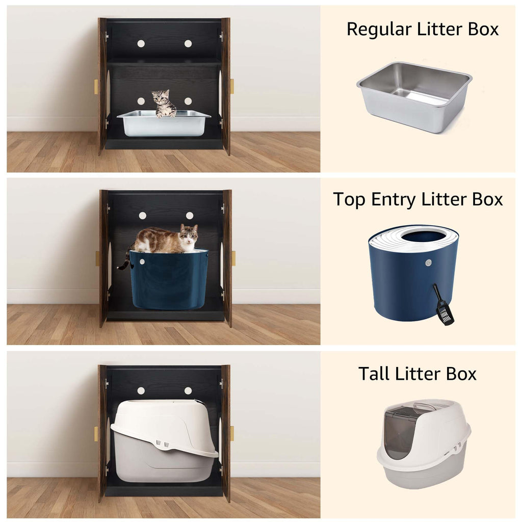 unipaws Extra Large Cat Litter Box Enclosure for Self-Cleaning & Automatic Litter Boxes, Tall Cabinet with Charging Station, Wooden Dog Proof Hidden Cat House for Top Entry Litter Box