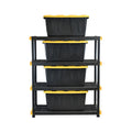 CX Black & YELLOW, Shelving Unit and Heavy Duty Storage Containers, Extremely Durable (Shelf + 27 Gallon Container (4-Pack))