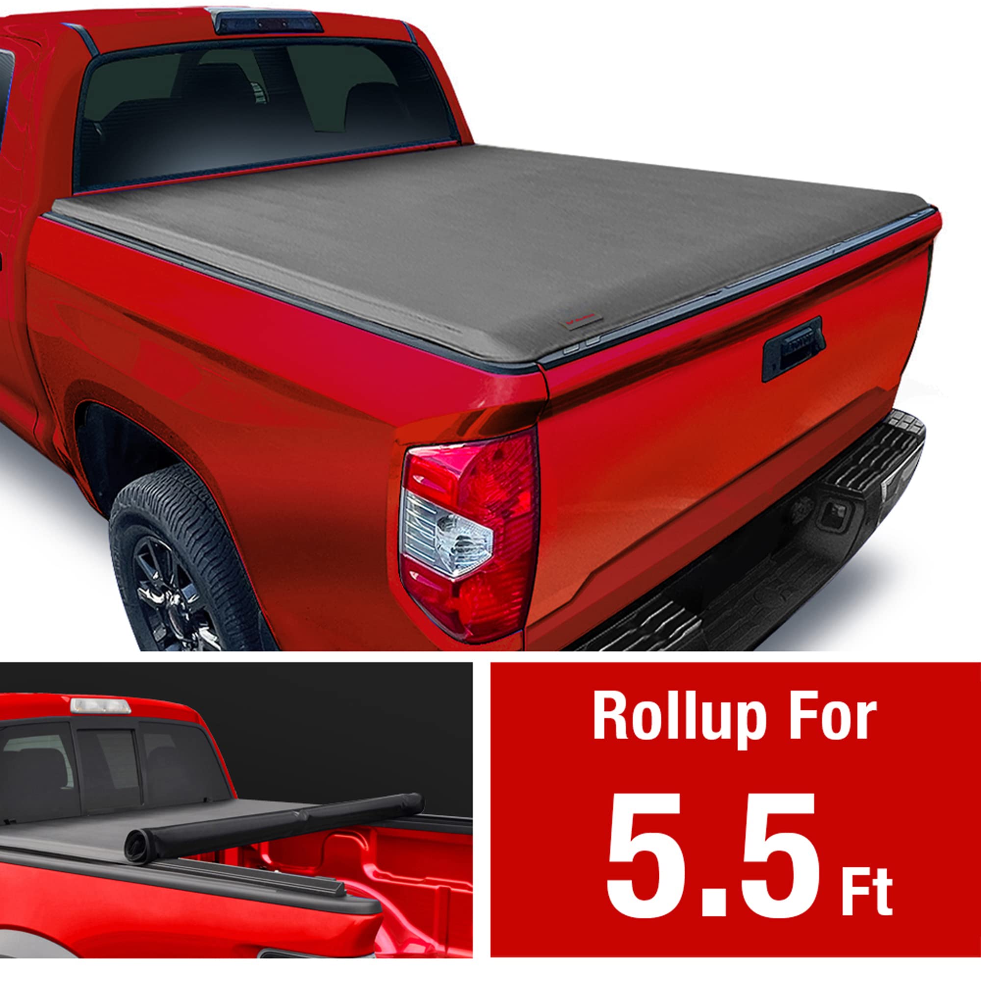 MaxMate Soft Roll-up Truck Bed Tonneau Cover Compatible with 2007-2013 Toyota Tundra | 5.5' (67") Bed | TCT169038