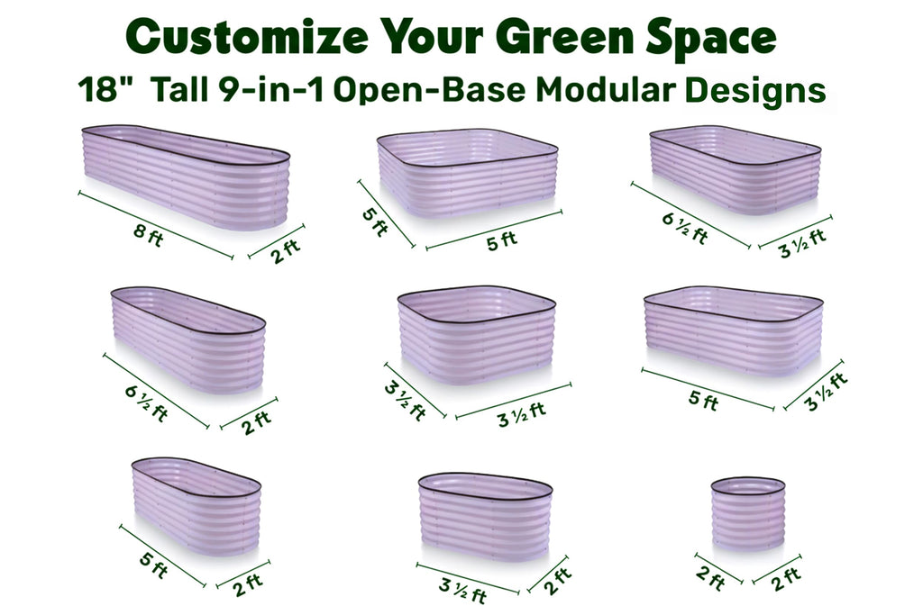 9-in-1 Galvanized Steel Raised Garden Bed // 8×2×1.5 ft Modular Planter for Gardening, Vegetables, Flowers // 18" Tall Metal Raised Garden Beds Outdoor (Dark Green) // Patented Design Planter Box