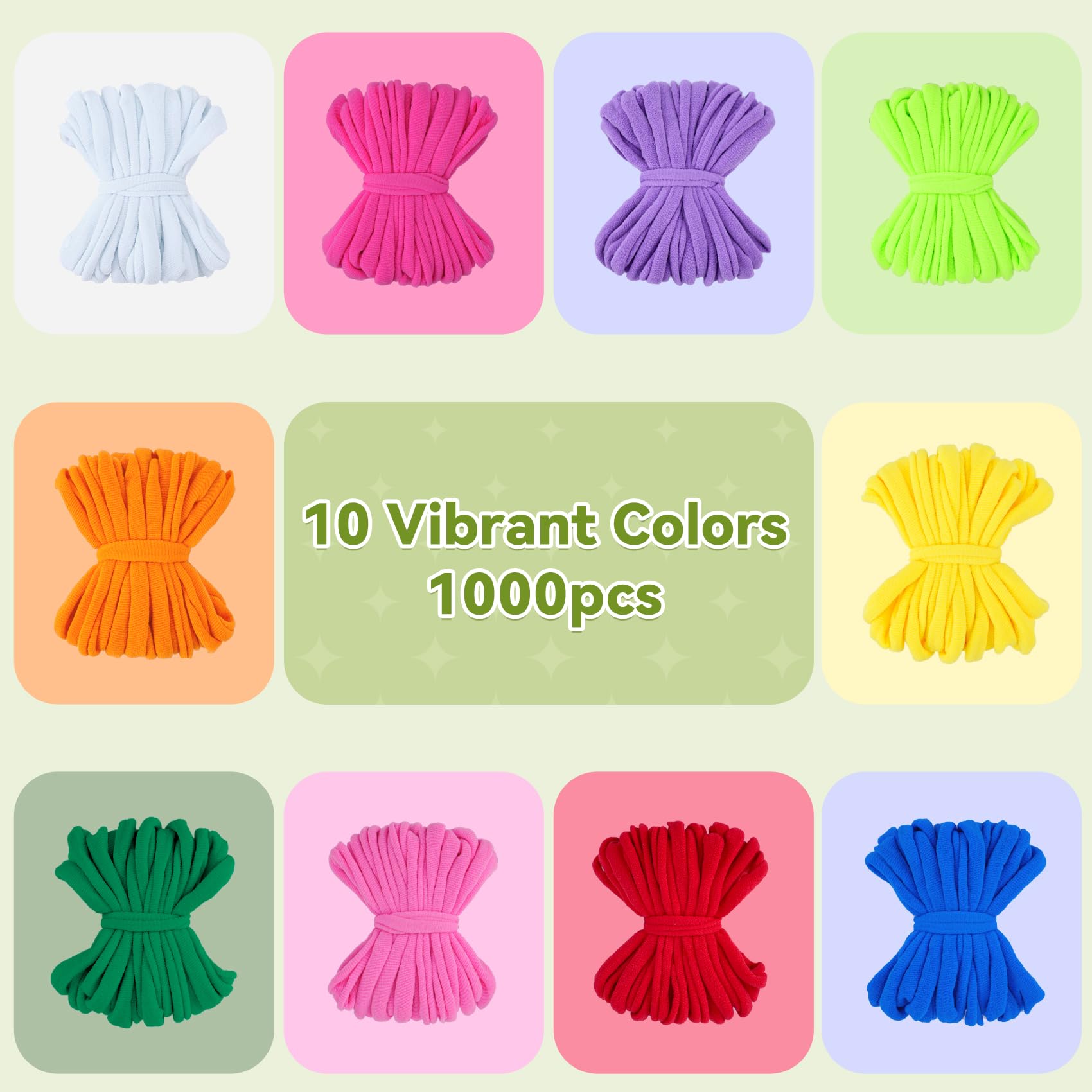 PREBOX 1000 PCS Weaving Loom Loops Refill, 10 Colors for 7 inch Potholder Loom, Craft Supplies for Kids and Beginners, Christmas & Birthday Gifts for Girls 6 7 8-10 10-12 Year Old
