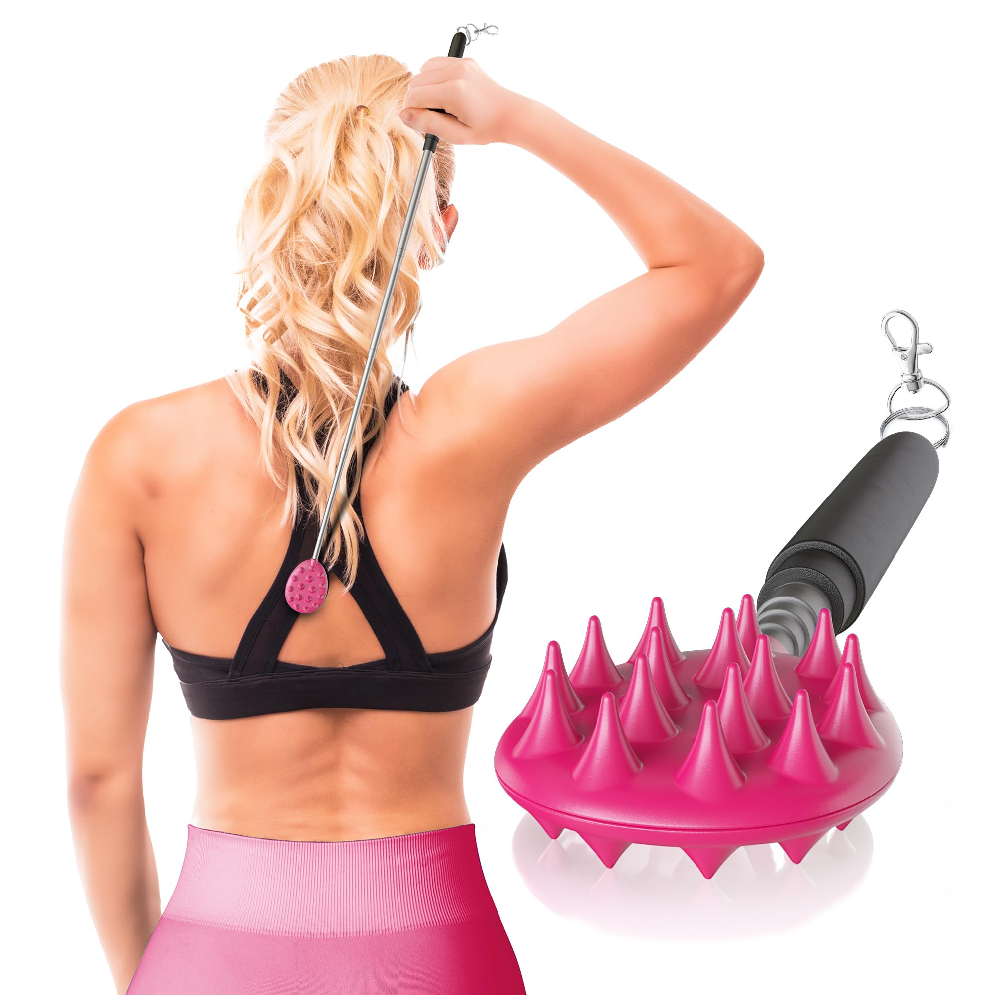 Cactus Scratcher Extendable Big Stick Back Scratcher - Extends 29" Long Double Sided Retractable Scratching Tool for Hand, Neck, Head, and Body - Universal Gift for Family, Pets, and Friends, Glow