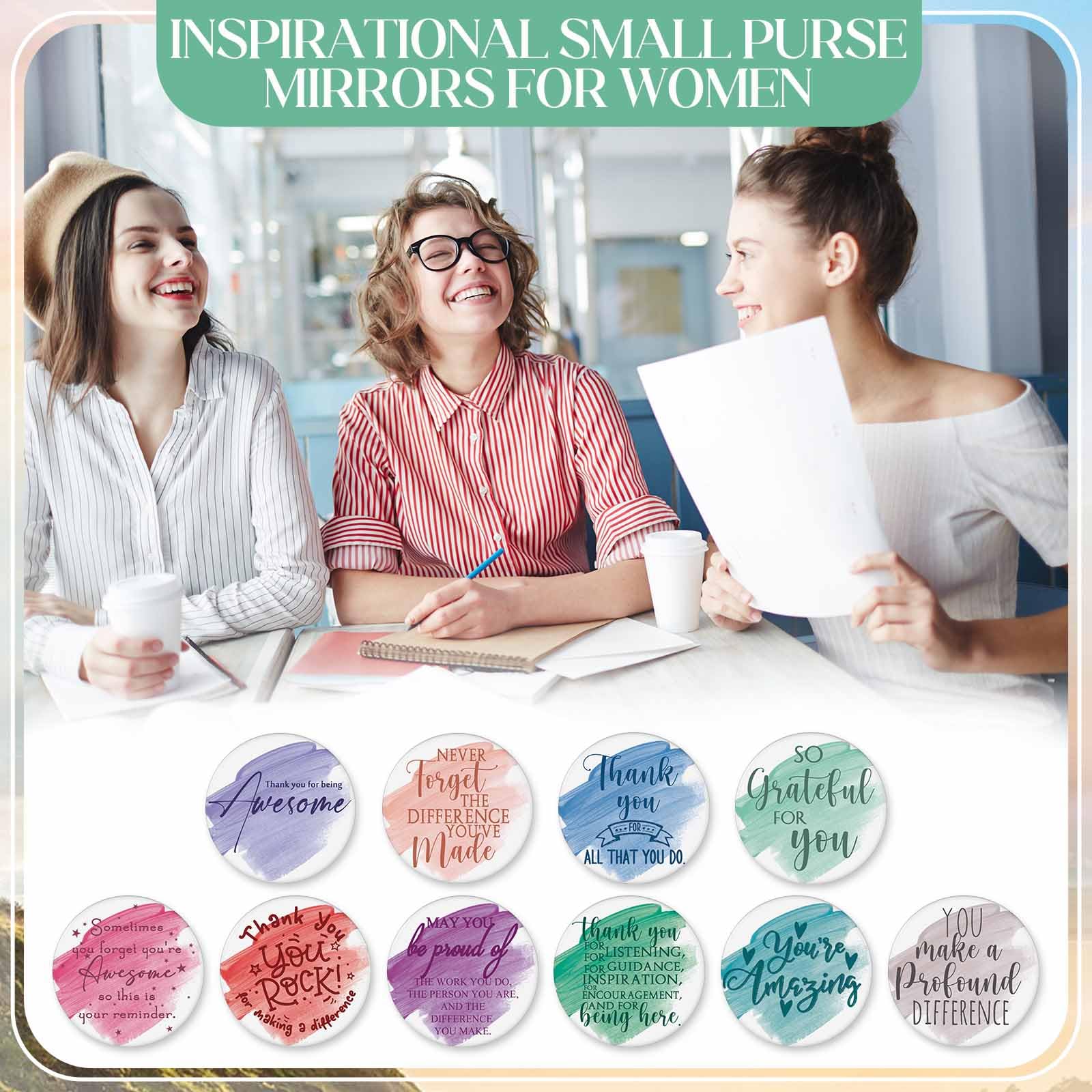 Vercraft 20 Pcs Employee Appreciation Gift for Women Inspirational Canvas Makeup Bag Portable Compact Mirror Bulk Cosmetic Bag Thank You Party Favor for Women Coworker Nurse (Bohemian,Boho)