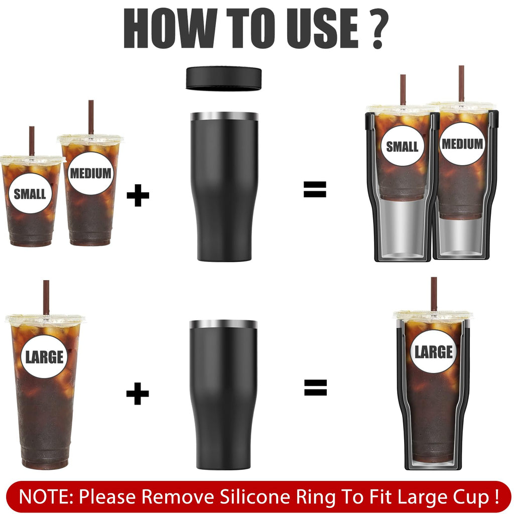 Universal Iced Coffee Sleeve - Upgraded Double Wall Reusable Stainless Steel Holder Sleeves Insulator for Cold Drinks Fits Starbucks Dunkin Donuts McDonalds Small Medium Large Cup (Aurora)
