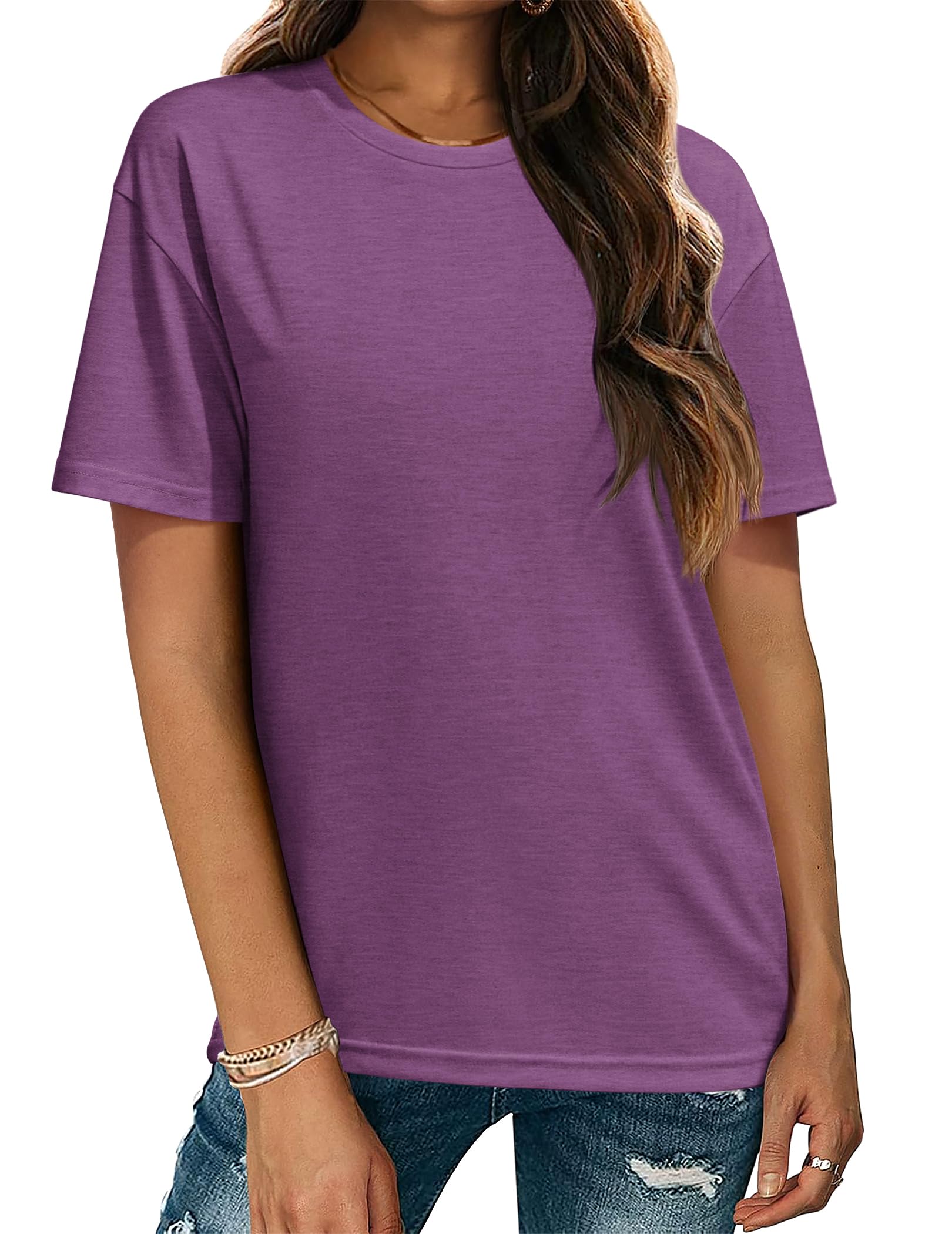 Zeagoo Women's T-Shirts Short Sleeve Tops Summer Casual Blouse Crew Neck Basic Shirt 2 Pack Loose Fit Tee