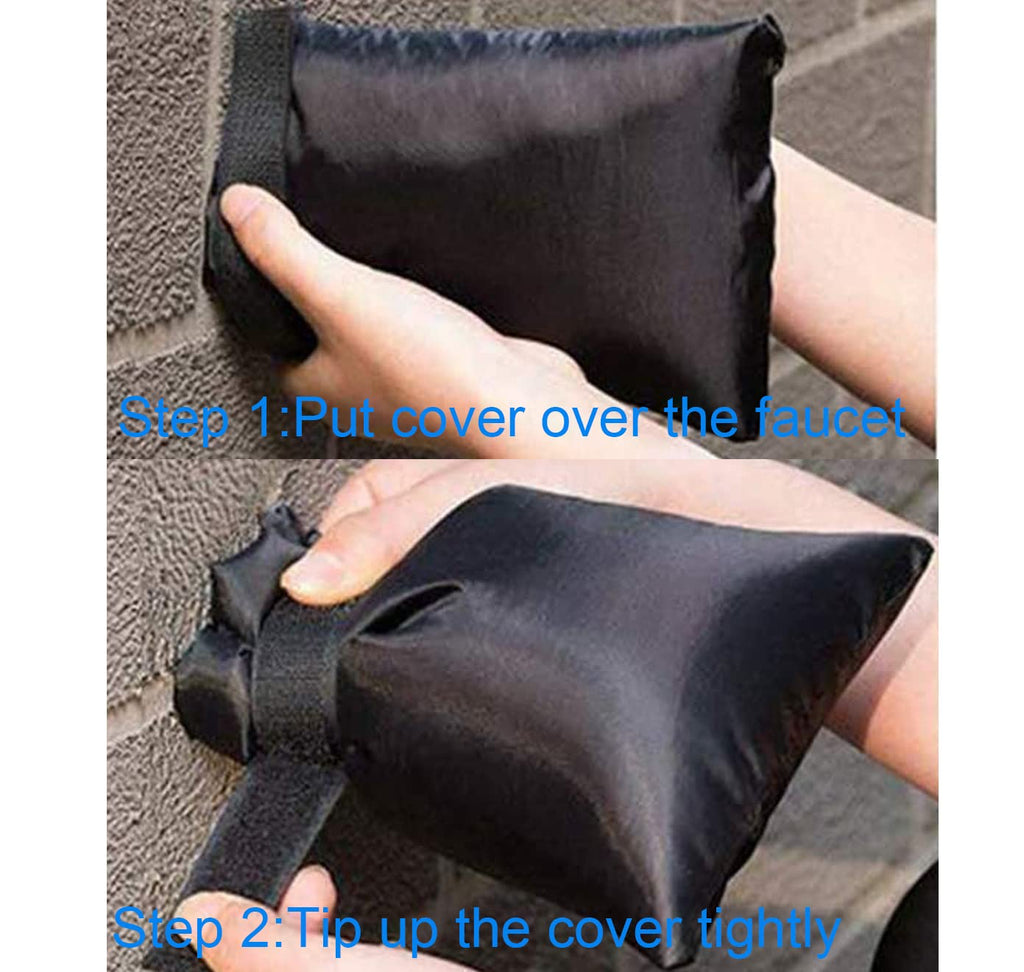 Outdoor Faucet Covers for Winter Freeze Protection, Upgraded Thicken 8.5" H x 6.1" W Outside Garden Faucet Socks for Winter Waterproof Reusable Hose Bibs Insulated Spigot Cover, 2 Pack Black