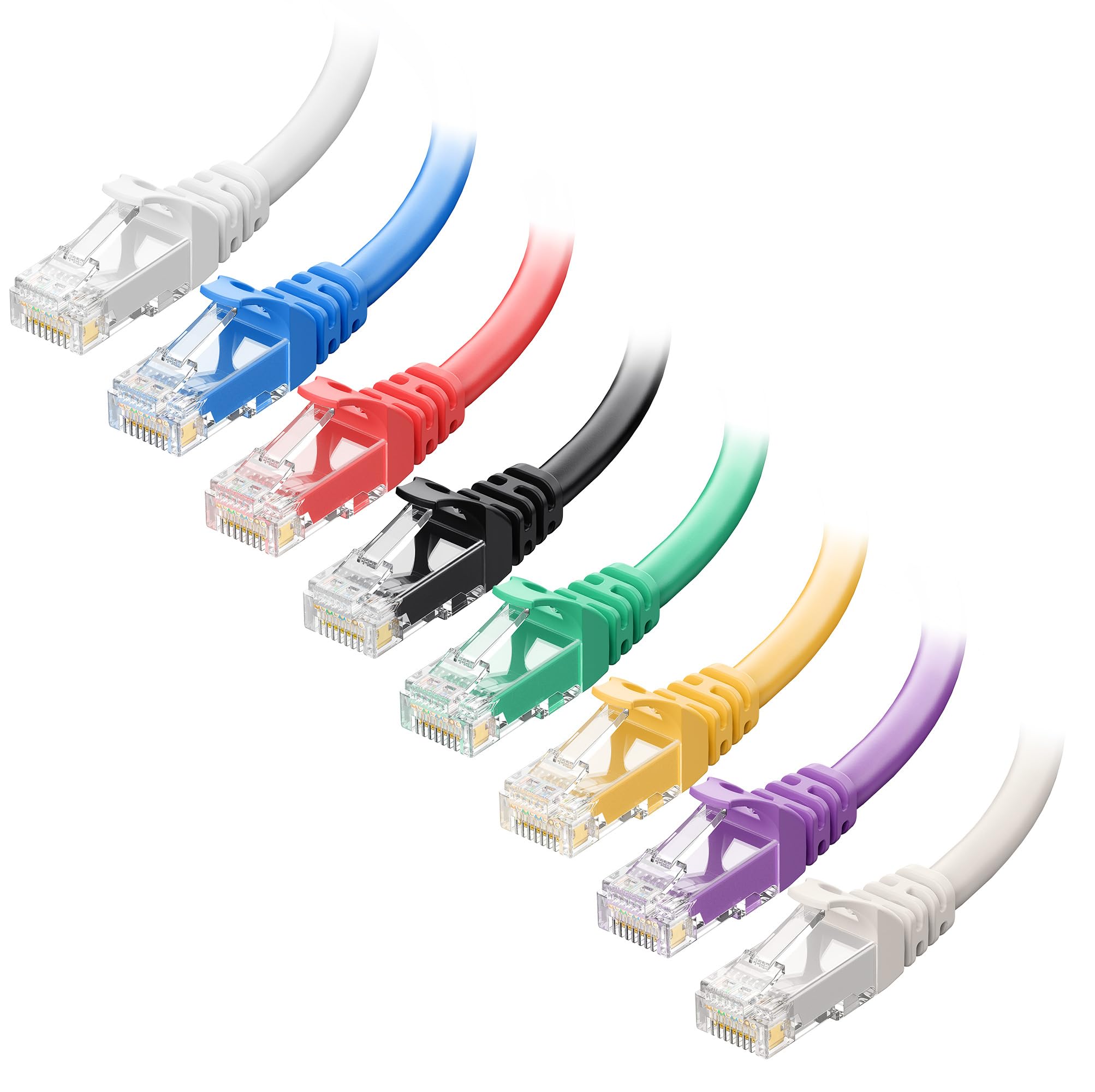Cable Matters 1Gbps 8-Pack Snagless Short Cat 5e Ethernet Cable - 1ft, Gigabit Cat5e Cable, Cat5e Ethernet Cord, Black
