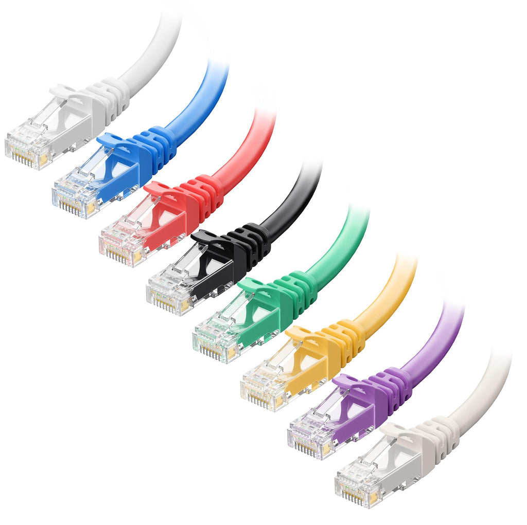 Cable Matters 1Gbps 8-Pack Snagless Short Cat 5e Ethernet Cable - 1ft, Gigabit Cat5e Cable, Cat5e Ethernet Cord, Black