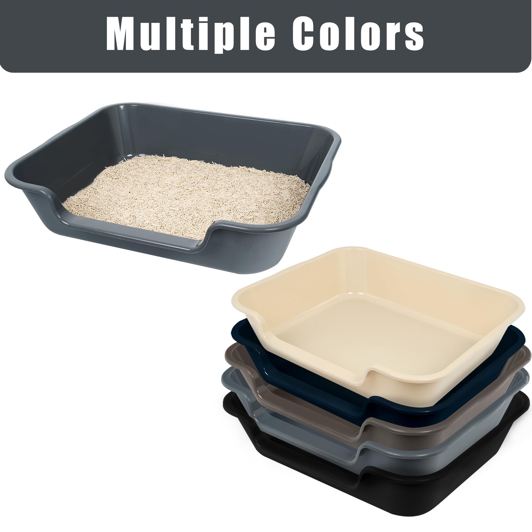 1 Pack of Extra Large Cat Litter Box (ABS Material), Low Entry Senior Litter Pen for Geriatric Kitty Big Cats, Jumbo Pet Safe Litter Boxes Tray for Pets Potty (Beach Sand, 20" L x 15.5" W)
