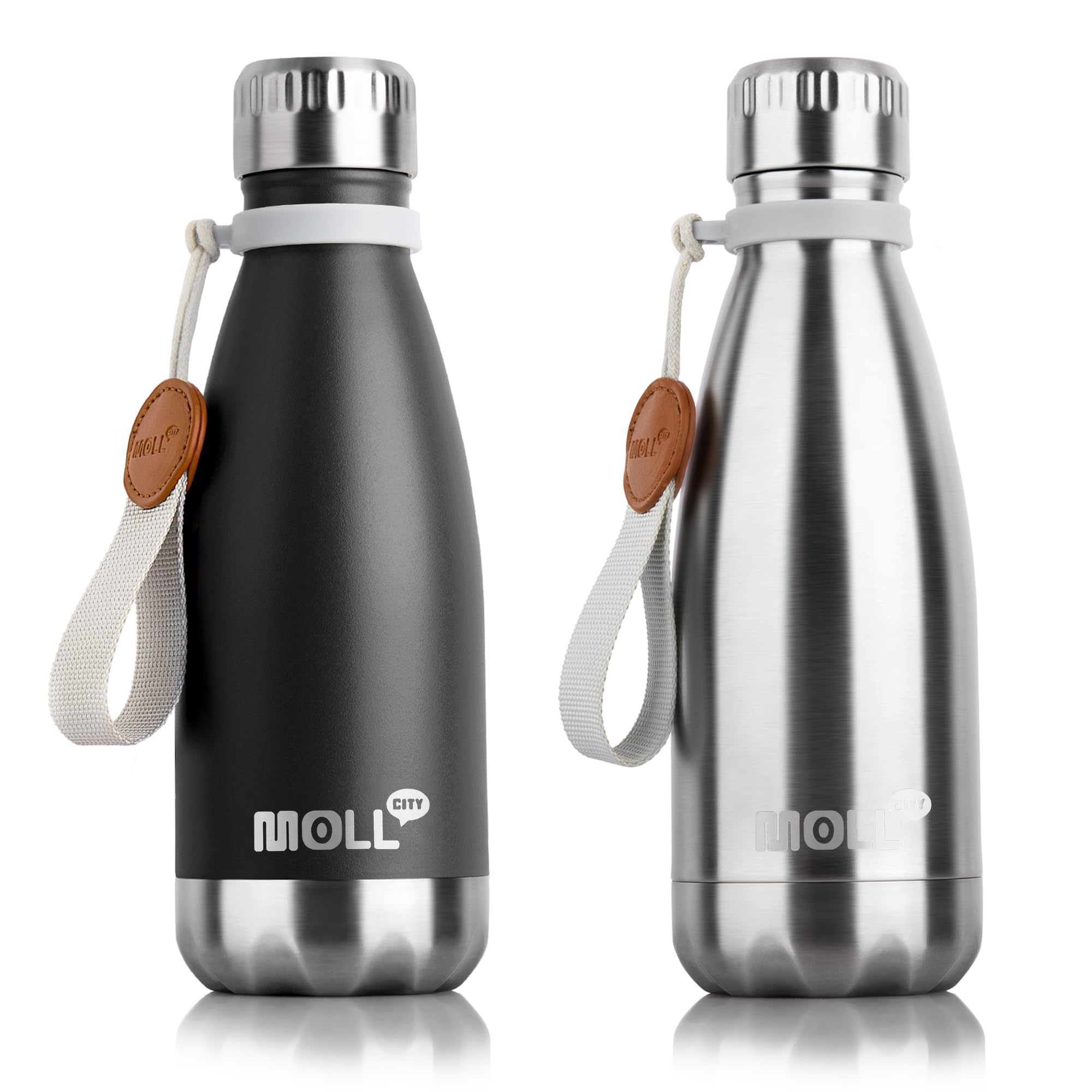 9 oz Water Bottle for Kids-Small Stainless Steel Water Bottle for School Vacuum Insulated Metal Leak Proof Cola Shape Water Flask for Boys Girls(Baby Blue)