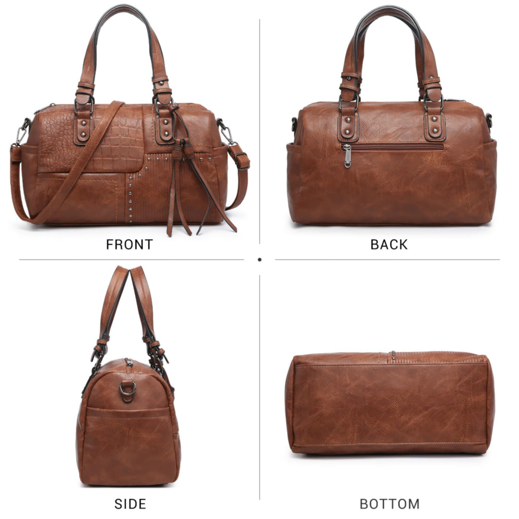 Dasein Women Soft Vegan Leather Barrel Bags Large Hobo Top Handle Work Totes Satchel Handbags Shoulder Purse