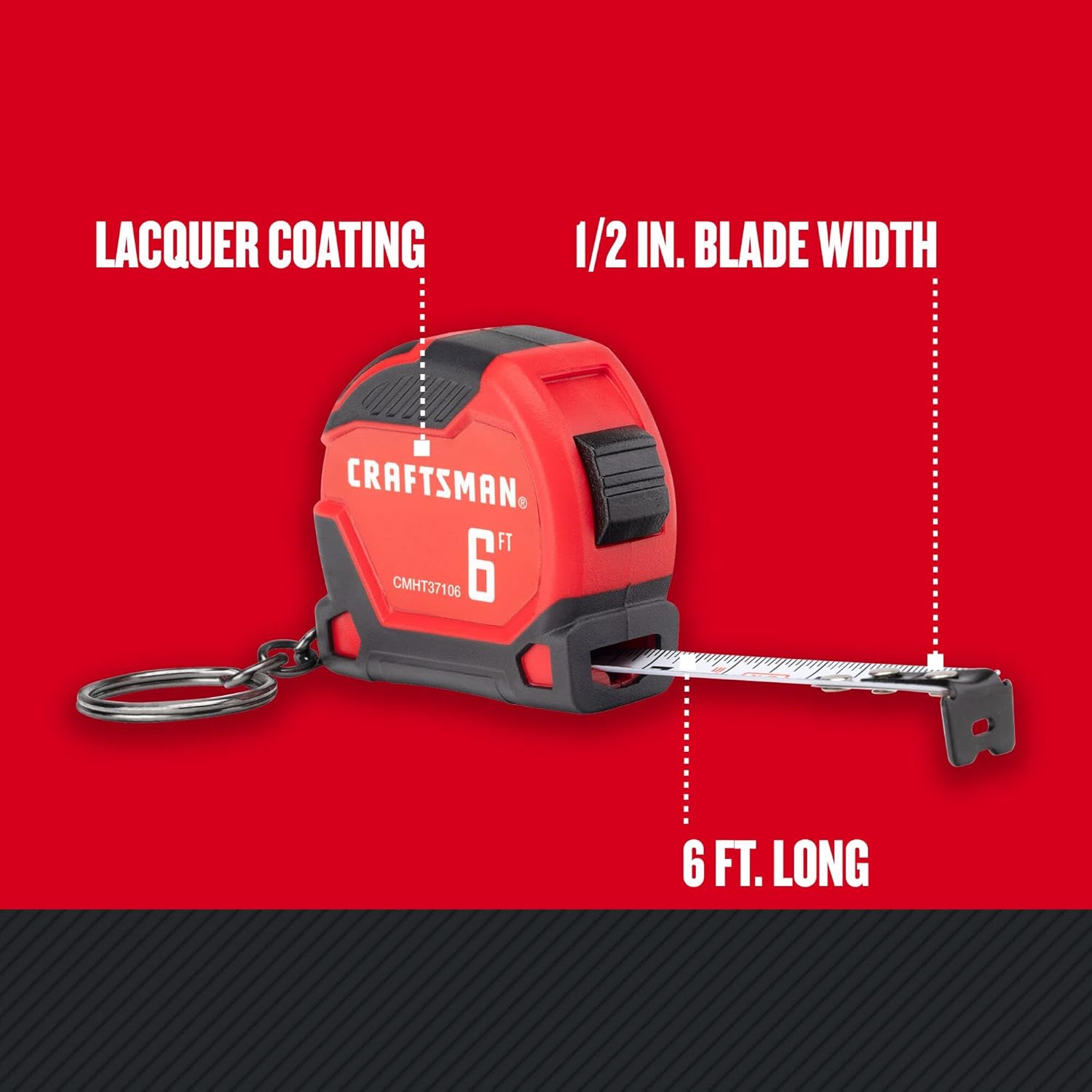 CRAFTSMAN Keychain Tape Measure, 6 FT (CMHT37106G)