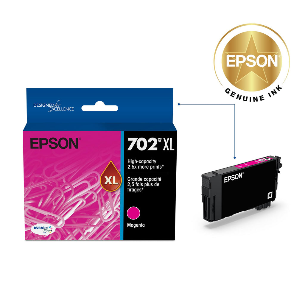 EPSON 702 DURABrite Ultra Ink High Capacity Black Cartridge (T702XL120-S) Works with WorkForce Pro WF-3720, 3730, 3733