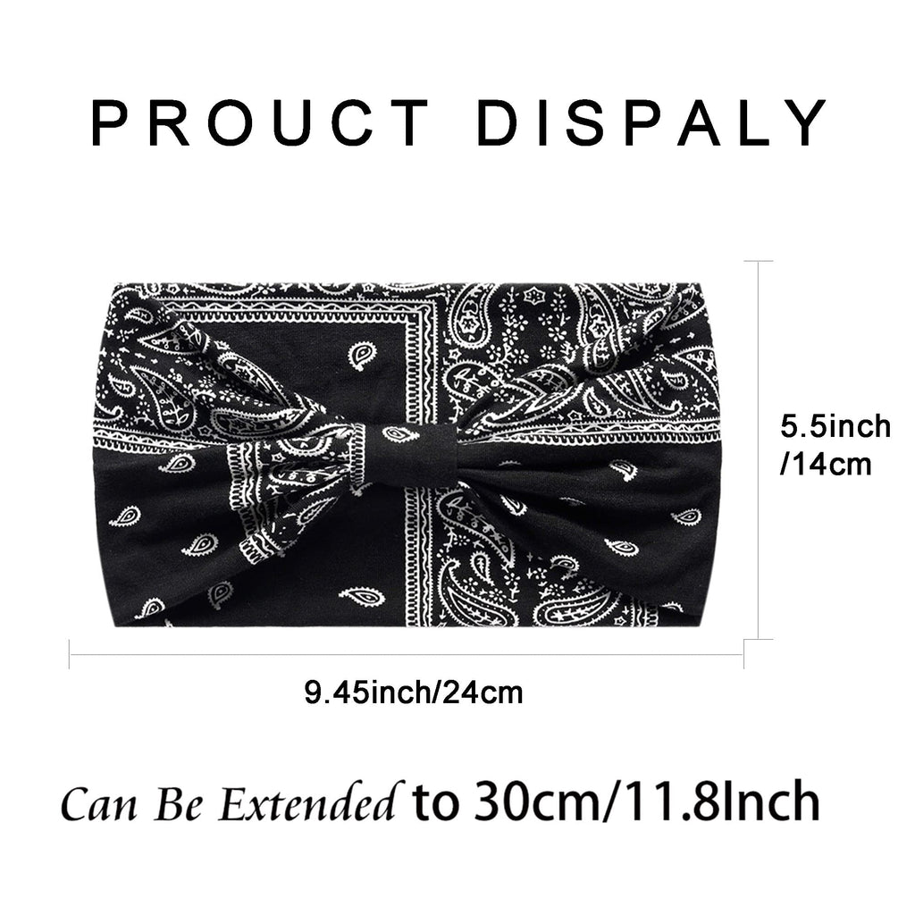 Boho Headbands For Women Fashion Stretch Wide Hair Bands Knoted Turban Head Bands Yoga Running Sweatband Elastic Headband Stylish Wrap Headbands Hair Accessories for Teen Girls 4 Pack