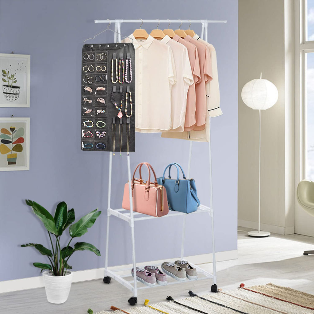 BB Brotrade Hanging Jewelry Organizer,Accessories Organizer,80 Pocket Organizer for Holding Jewelries（Beige）