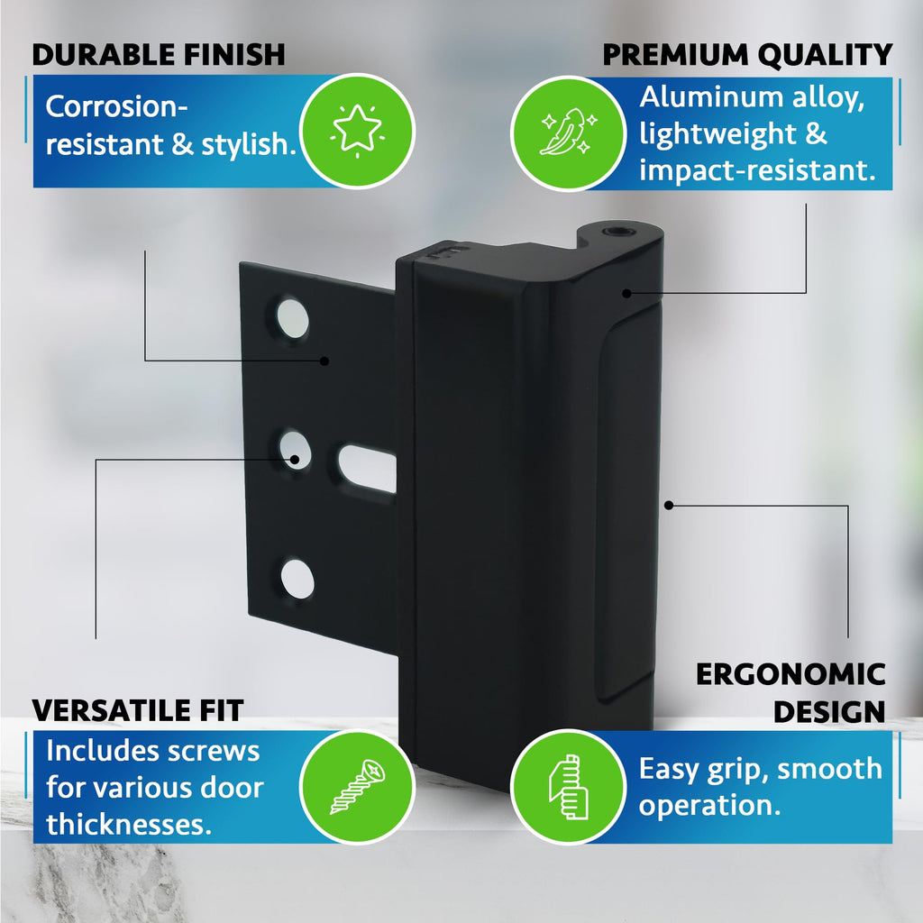 Dwell+Good Door Locks (2-Pack) - Easy To Install Aluminum Home Security Door Locks for Front Door - Child Proof Door Lock for Kids Safety - Withstand 800 lb of Force & Tamper Proof Top Door Lock Latch