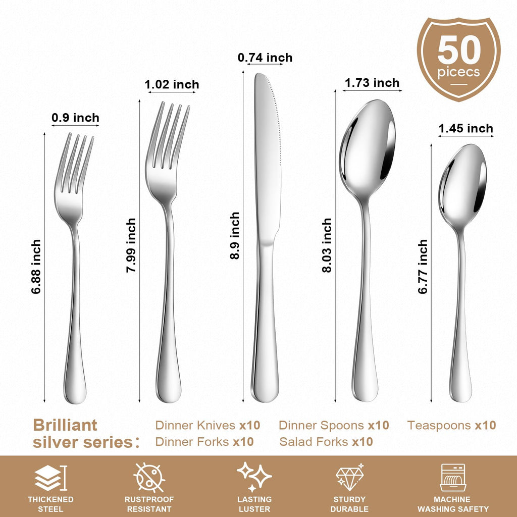 Silverware Set 20 Piece Stainless Steel Flatware Set Silverware Utensils for 4 People Includes Forks Knives Spoons & Salad Forks Dishwasher Safe Durable Tableware for Home Restaurant or Outdoor Use