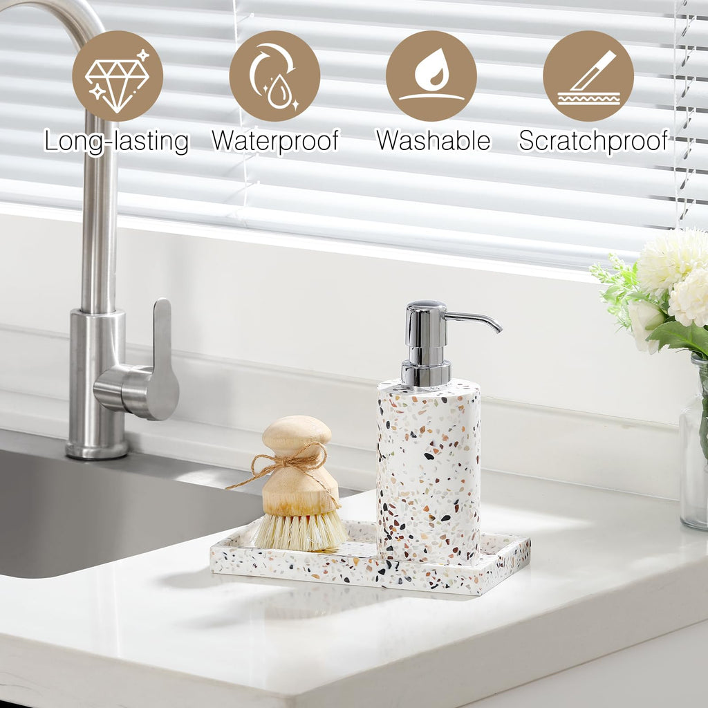 Luxspire Bathroom Vanity Tray, Resin Dresser Jewelry Ring Dish Tank Storage Kitchen Sink Countertop Organizer Plate Holder for Perfume Candles Soap Towel Plant Bathroom Accessories, M, Matte Black