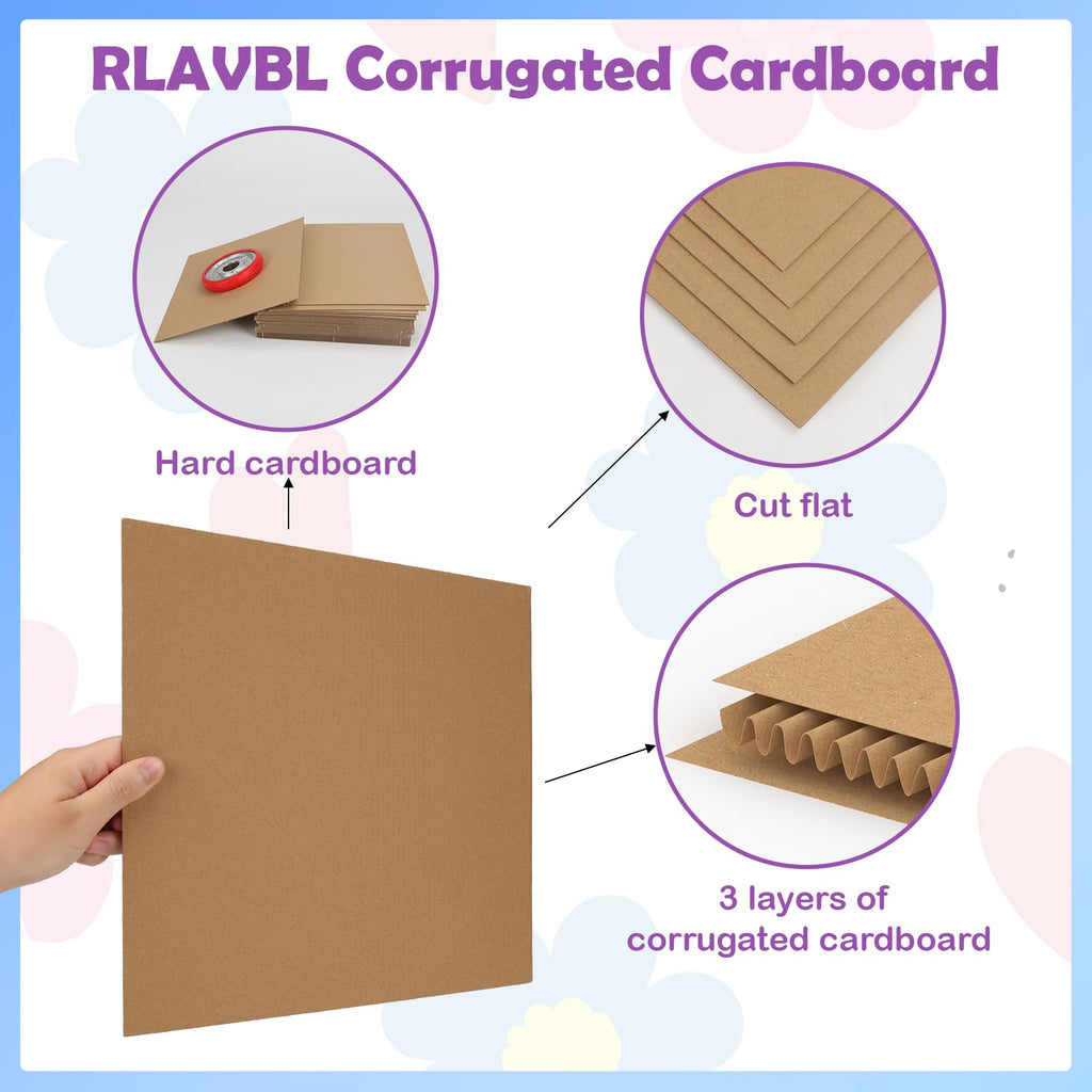 RLAVBL 200 Pack 3.5x4.5 White Corrugated Cardboard Sheets, Flat Cardboard Inserts for Shipping, Mailing, Packing, DIY Crafts
