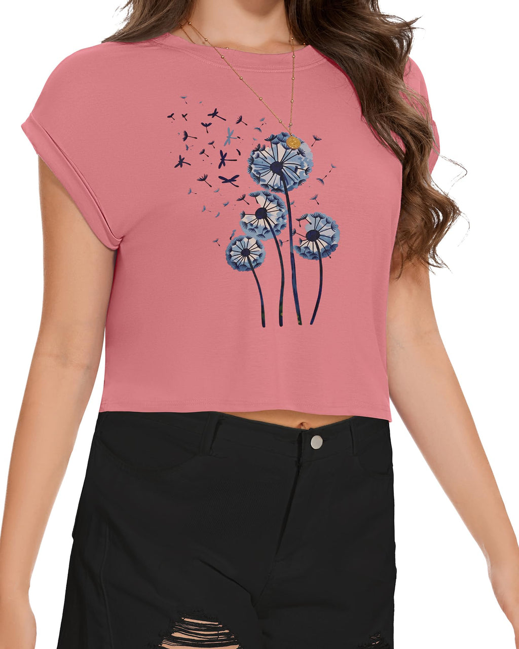 Summer Short Sleeve Crop Tops Womens Crewneck Roll Cap Sleeve T Shirts Loose Fit Basic Tees 2026