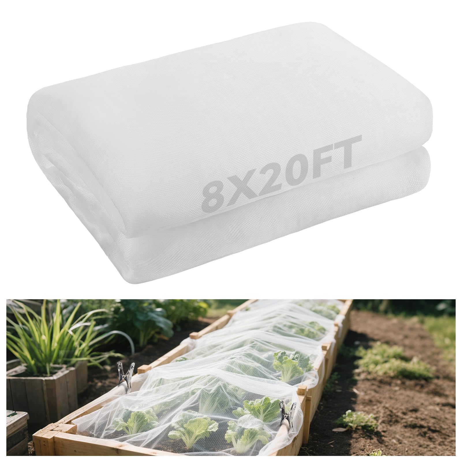 4x10ft Garden Netting - Ultra Fine Mesh Plant Covers to Keep Small Animals Pest Out, Bird Barrier for Protecting Vegetables Fruits Flowers Raised Beds (Without Support Pole)