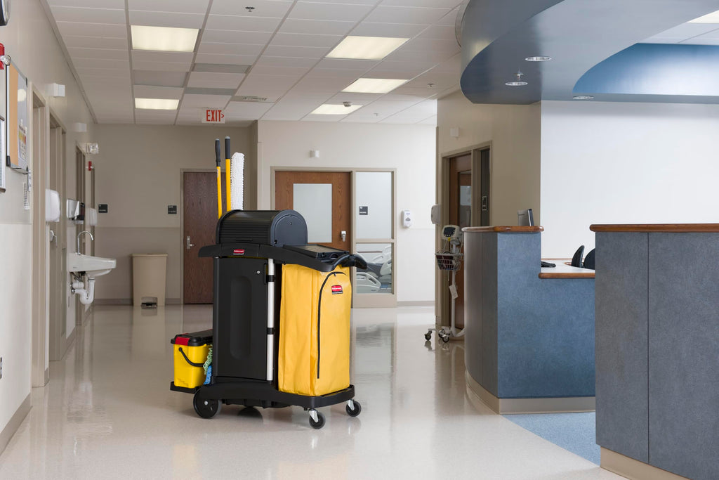 Rubbermaid Commercial Products Cleaning Cart Bag 30-Gallon Yellow Collecting Refuse or Laundry Items Janitorial and Housekeeping Carts Zippered Front