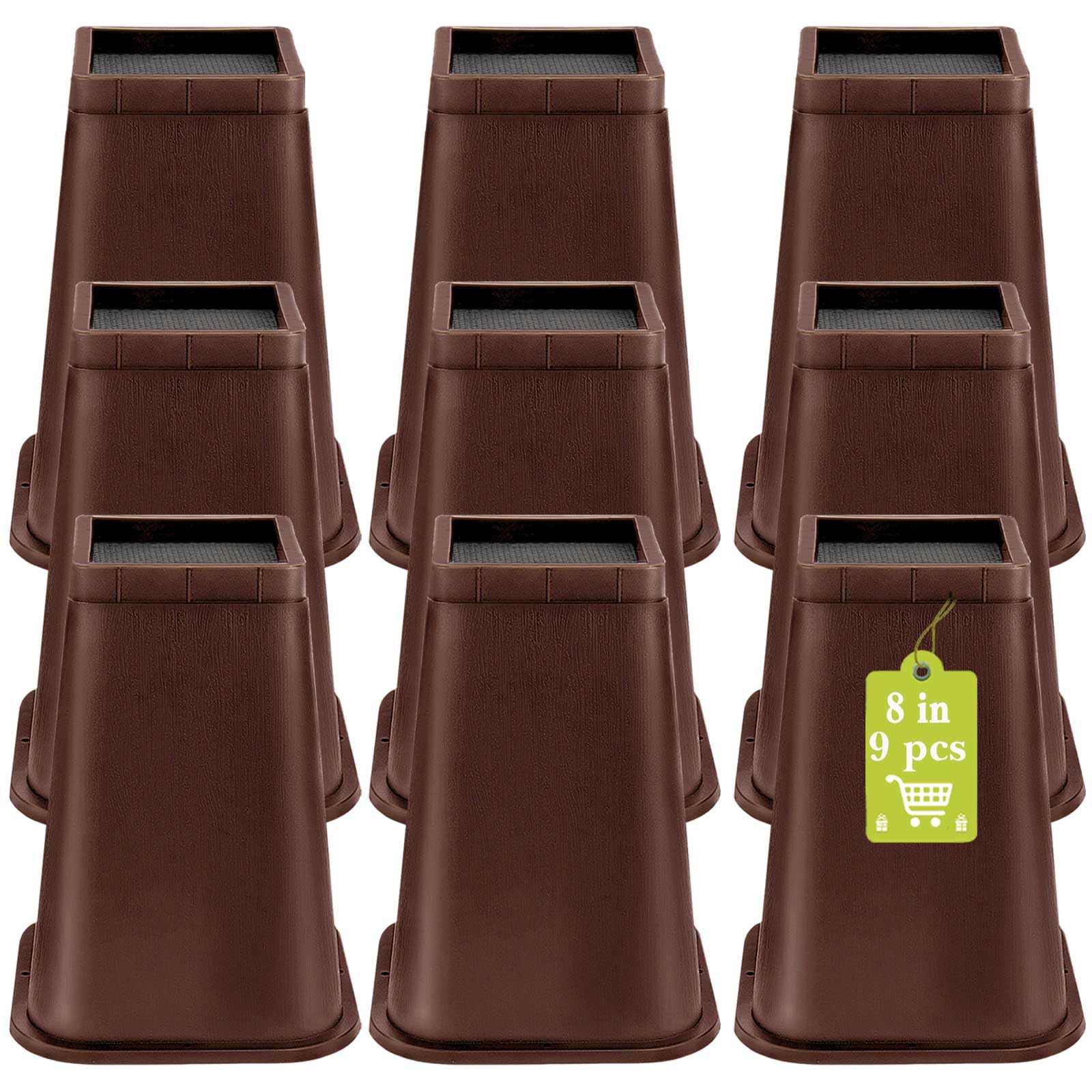 12 Pack Furniture Risers 1 Inch, Adjustable Bed Risers Heavy Duty for Table Desk Couch Chair Sofa Cabinet Bed Frame Dorm, Square Stackable Table Leg Risers Lift Height 1", 2" or 3", Black