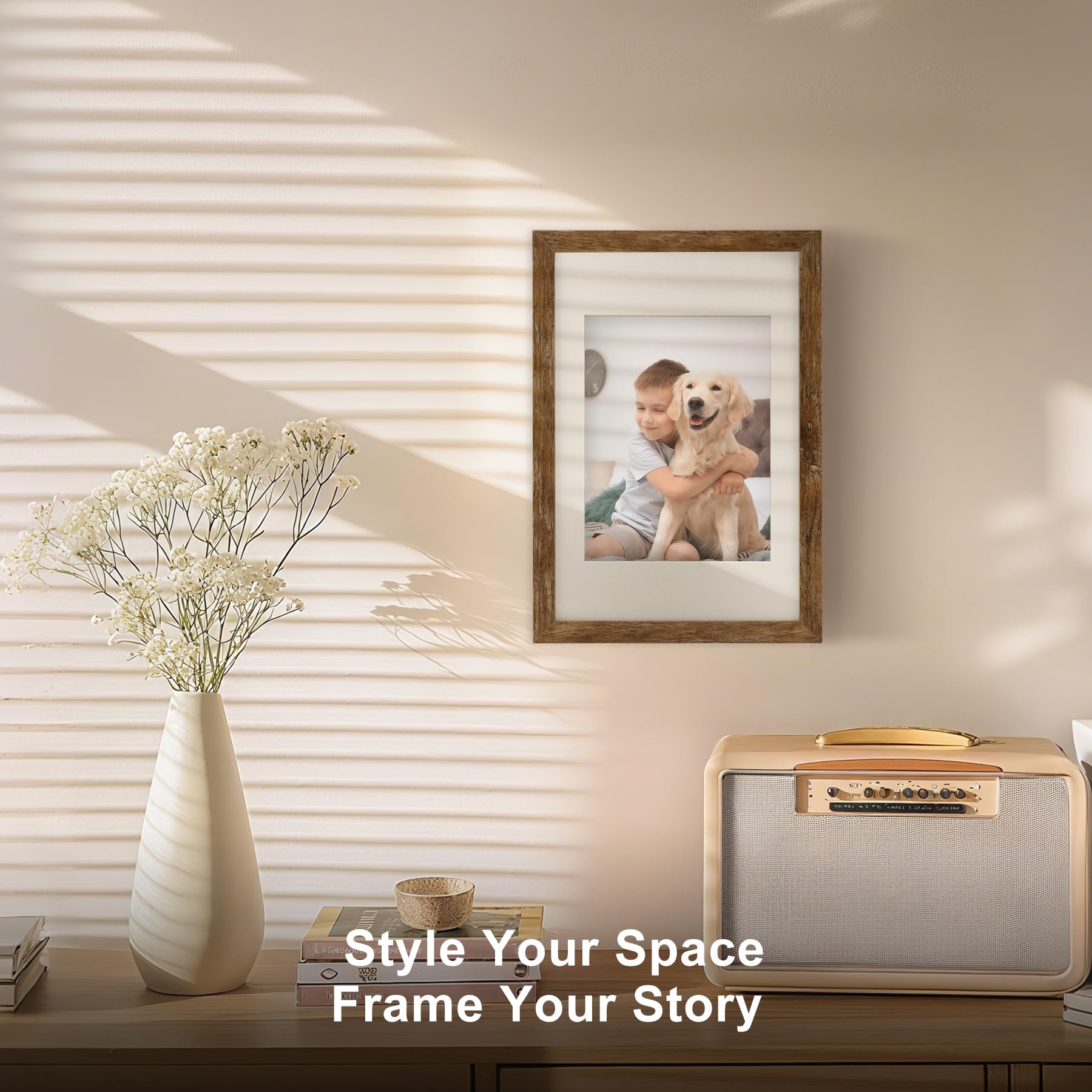 TOFOREVO Picture Frames 4x4 Set of 2 Black Wood Grain Photo Frame for Gallery Wall Mounting or Tabletop Display