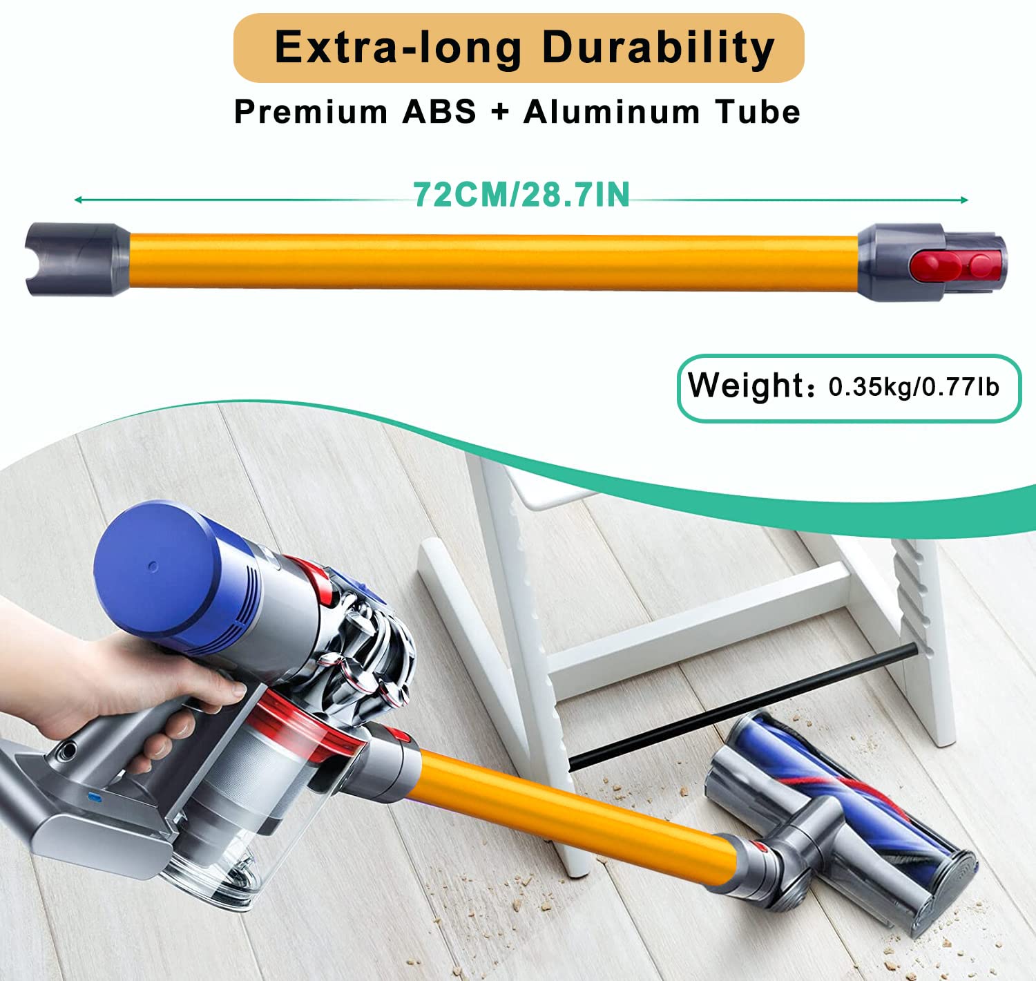 GYLBF Quick Release Wand Compatible for Dyson V15 V11 V10 V8 V7 Stick Vacuum Cleaners, Vacuums Attachment Extension Tube, 28.3 IN (Black)