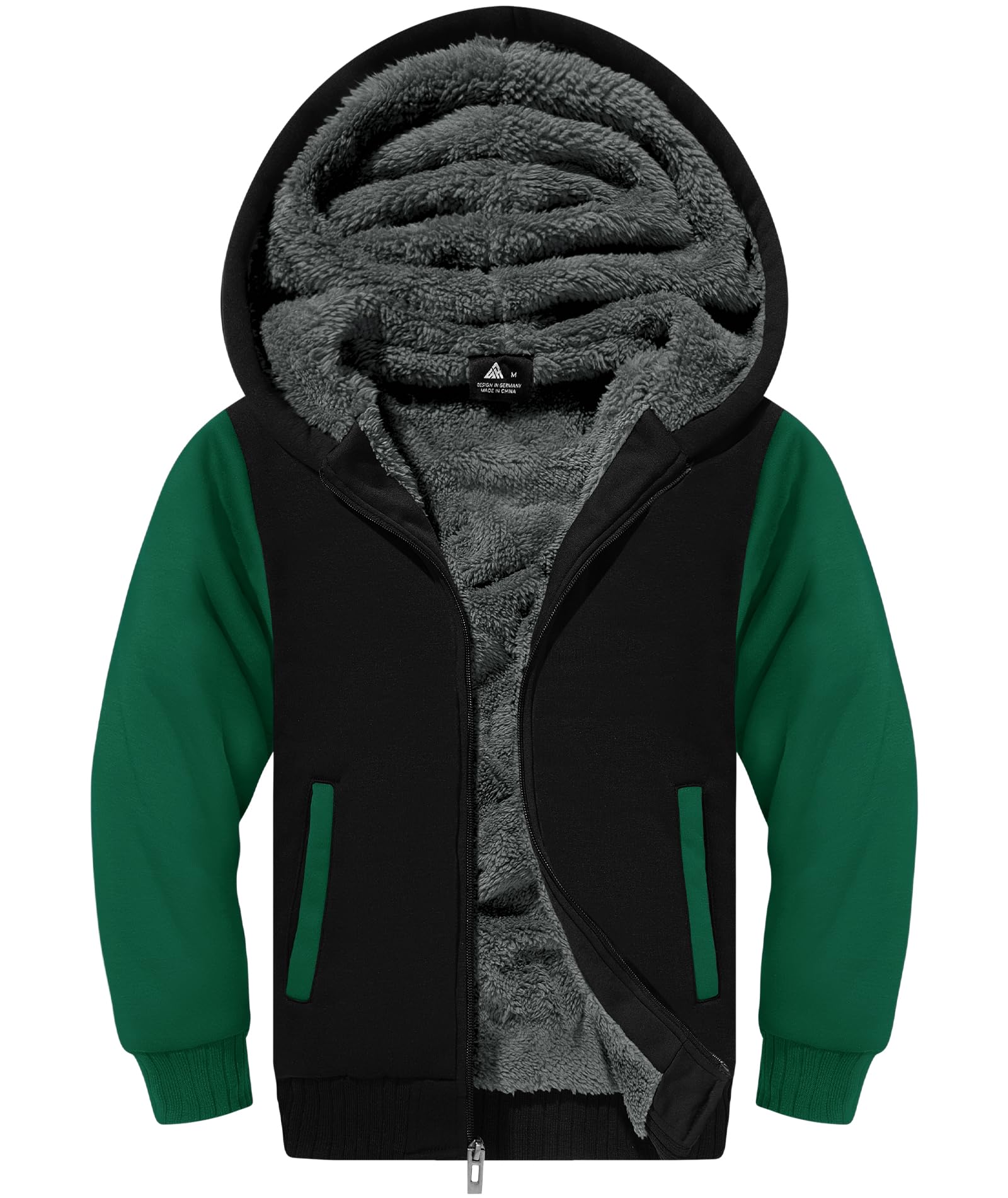 GEEK LIGHTING Boys Sherpa Lined Hoodie Kids Fleece Sweatshirt Full Zip Hooded Jacket