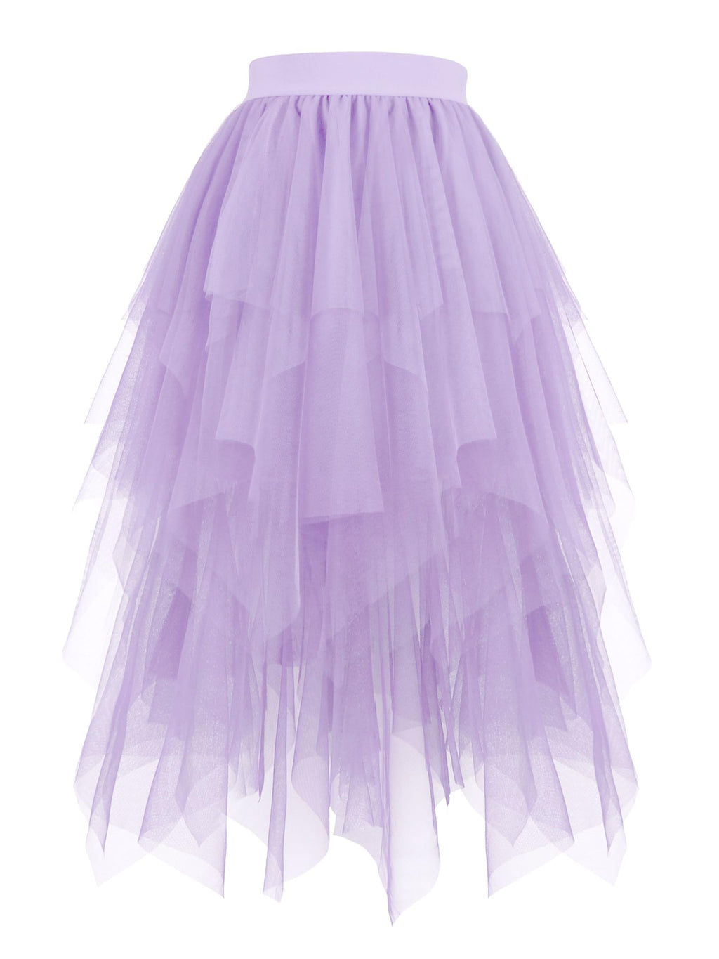 Hanpceirs Women's Tulle Skirts High Low Layered A-line Midi Skirt Irregular Tutu for Women