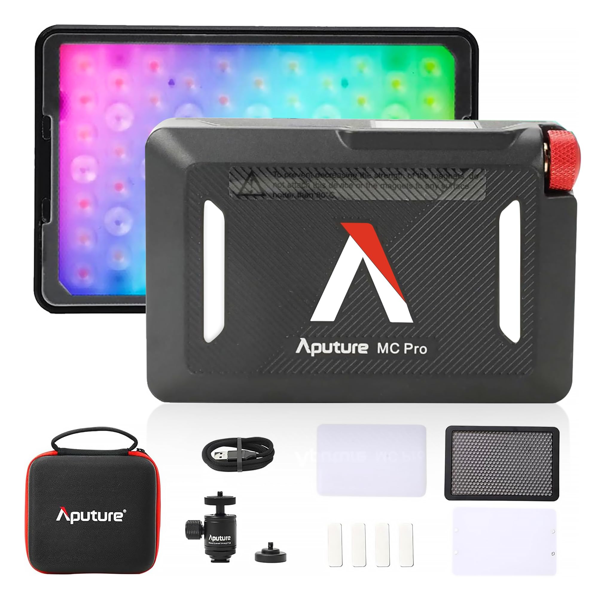 Aputure MC Pro RGBWW On Camera Video Light,5W High Brightness 1585 Lux at 0.5m,2000-10000K Adjustable Magnetic Attraction and IP65 Weatherproo for Photography,Videographer