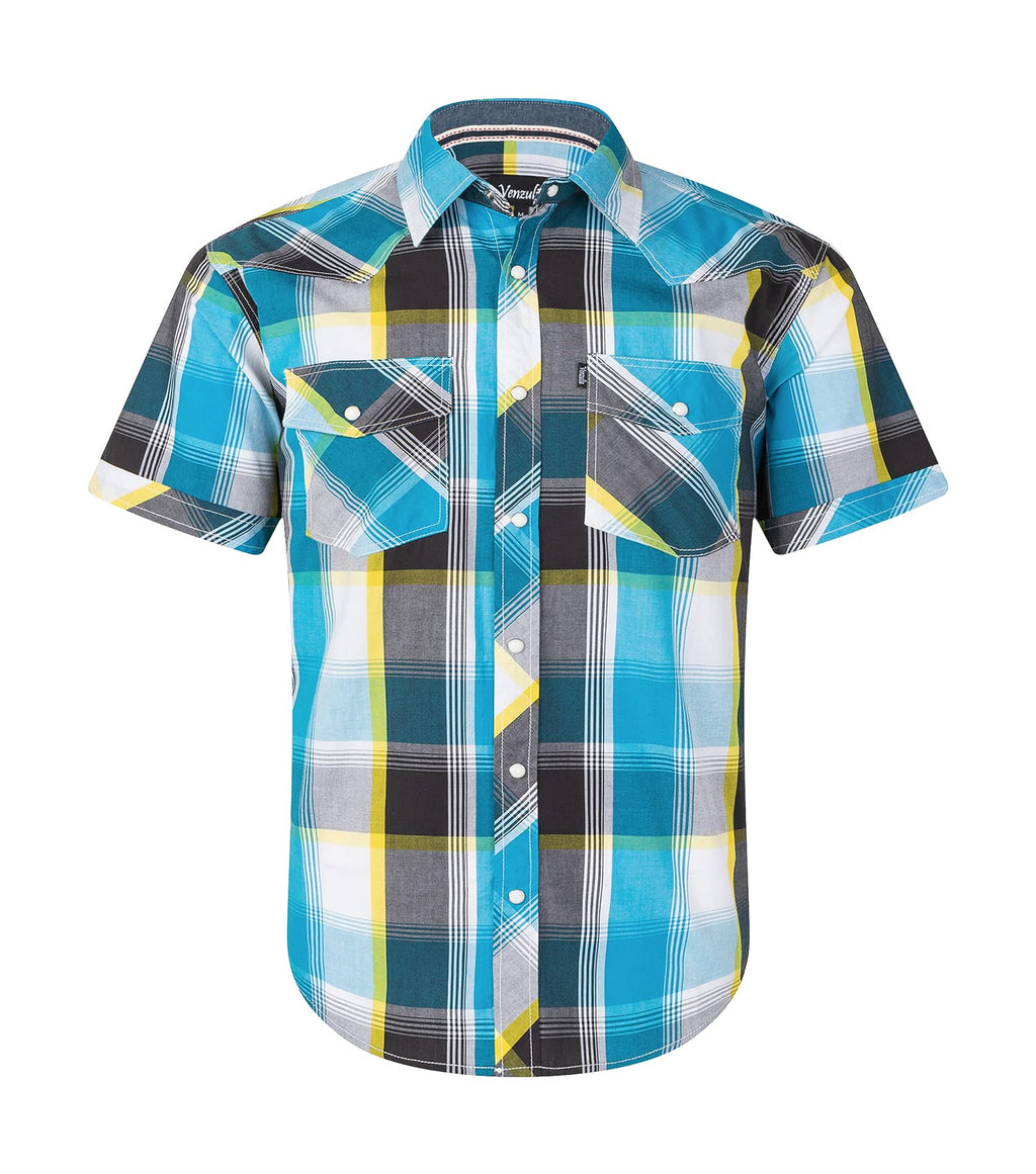 Men's Western Snap Casual Shirt Two Pocket Short Sleeve Shirt
