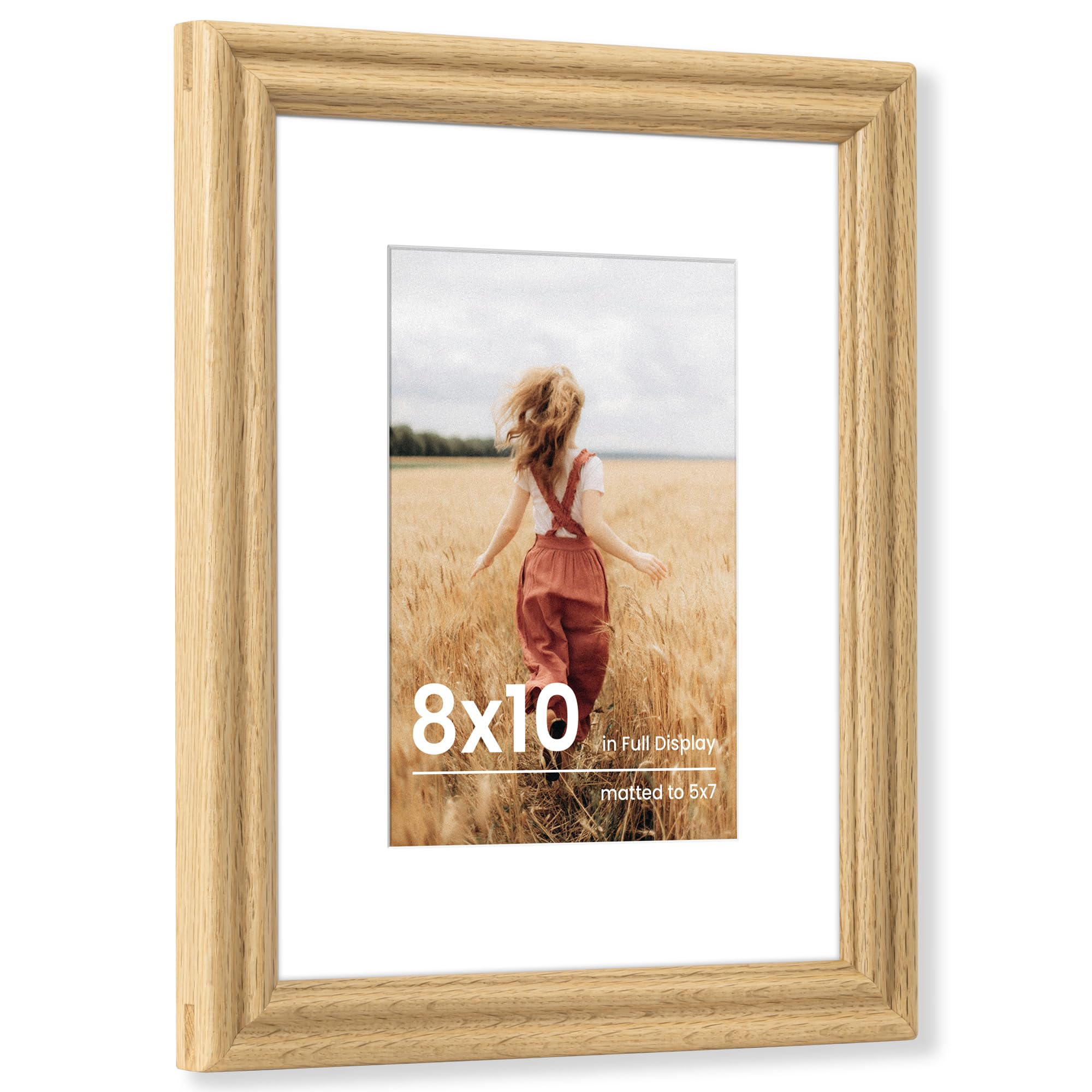 Fun Memories 5x7 Picture Frame with Mat for 4x6 Photo, Solid Elm Wood & Tempered Glass, Rustic Wall & Tabletop Display Frame, Grey, 1 Pack