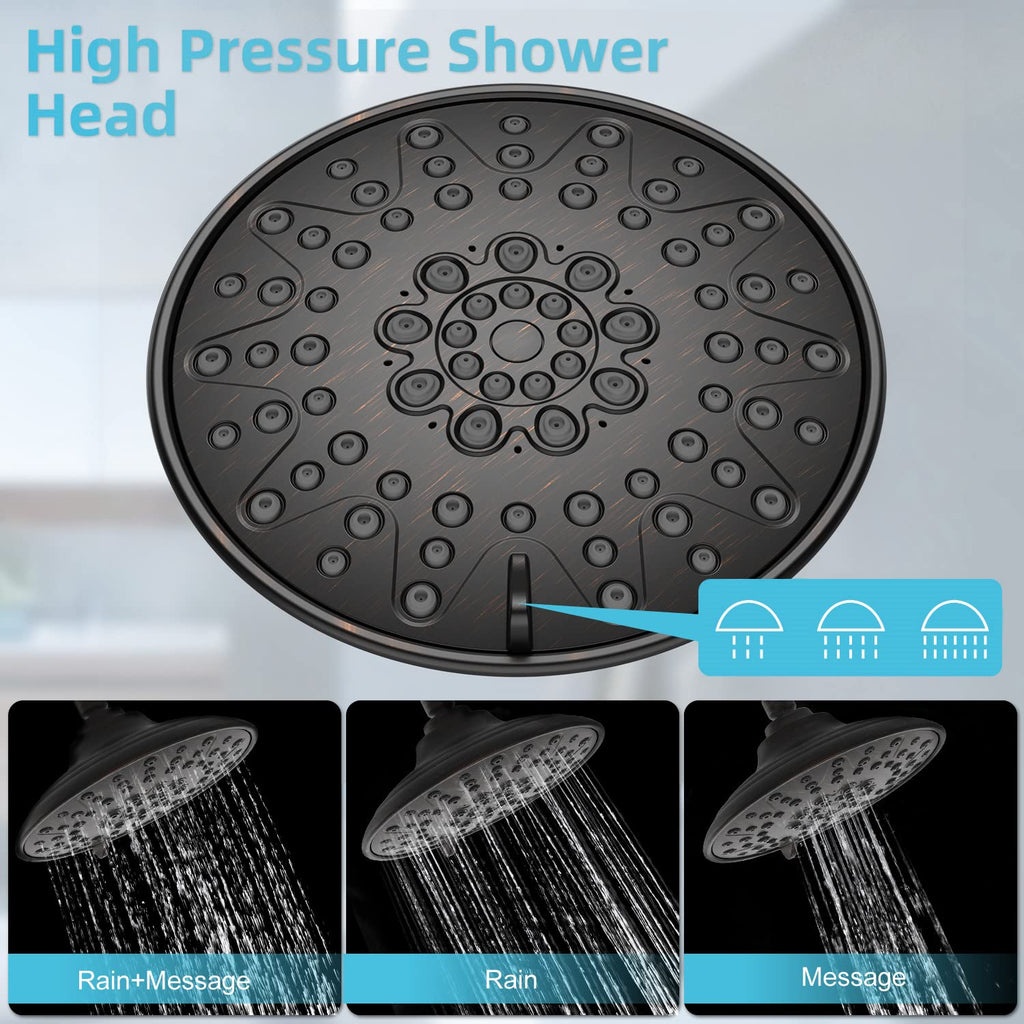EMBATHER Shower Faucets Sets Complete, with 3 Setting High Pressure Shower Head Combo, Bathroom Wall Mounted Rainfall Shower System Fixtures with 8-Mode Handheld Spray, Brushed Nickel