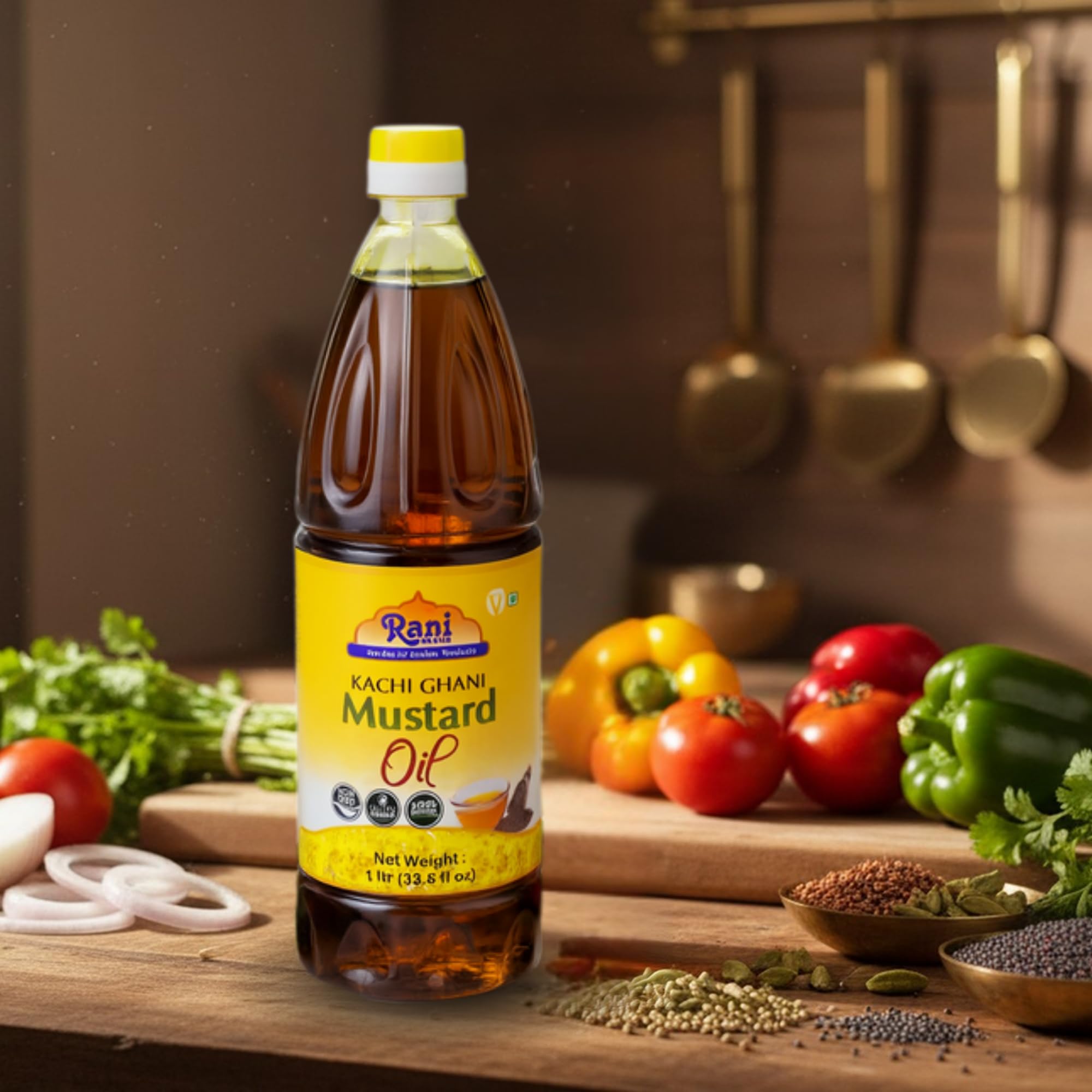 Rani Premium Oils Combo Set of 3 - Peanut Oil, Mustard Oil, Sesame Oil 16.9 Ounce (500ml) ~ Cold Pressed | 100% Natural | Kosher | NON-GMO | Vegan | Gluten Free