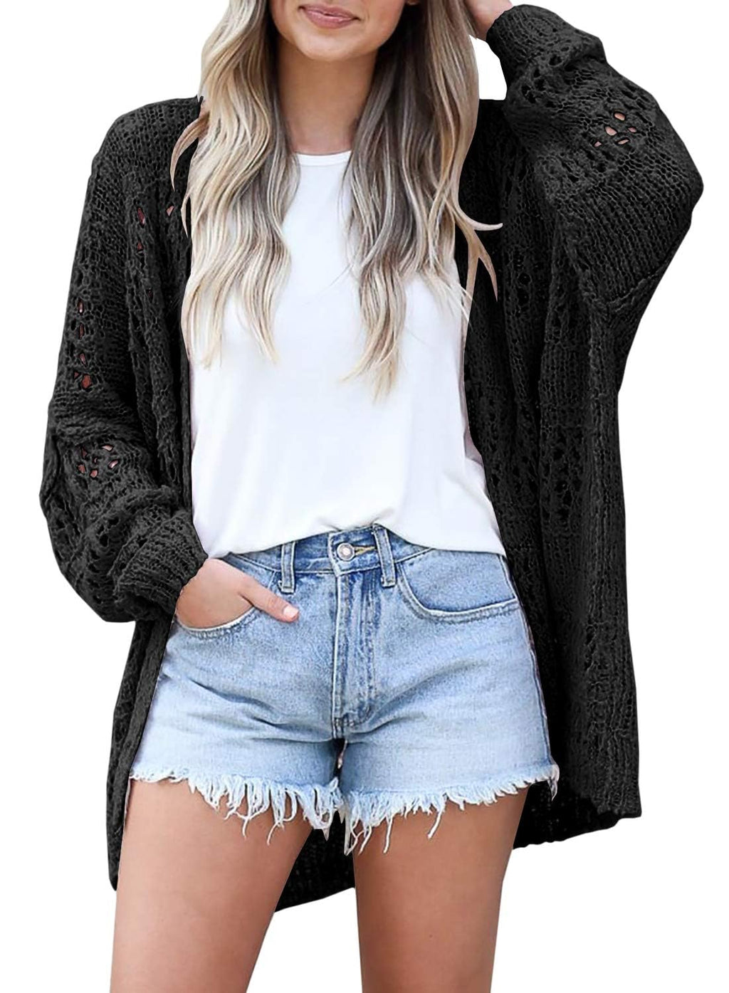 GRECERELLE Summer Crochet Cardigan Sweaters for Women | Lightweight, Open Front, Oversized, Boho Knit, Openwork, kimono Cover Up
