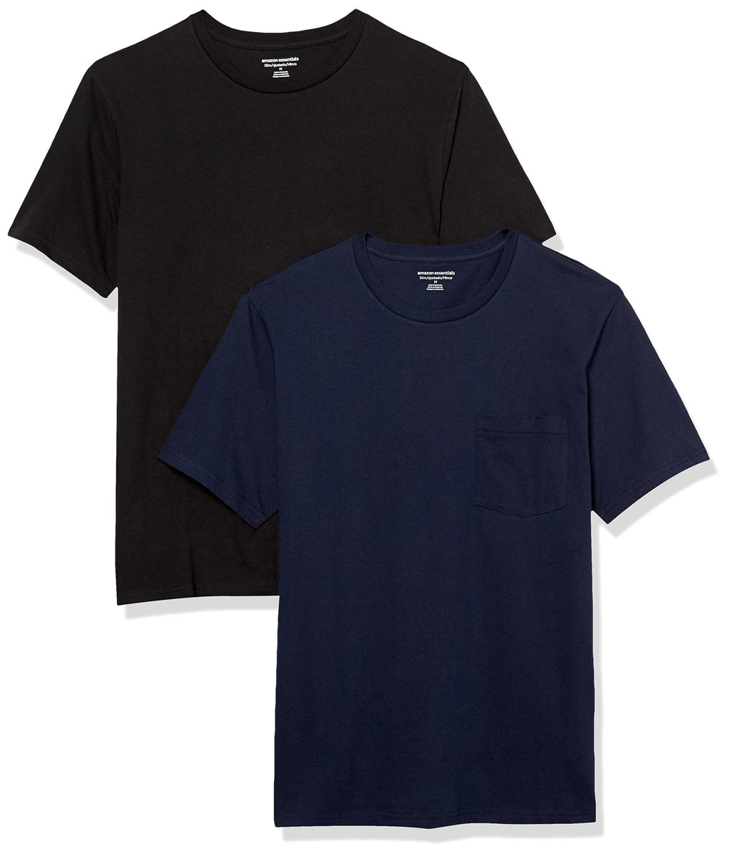 Amazon Essentials Men's Short-Sleeve Crewneck Pocket T-Shirts, Pack of 2