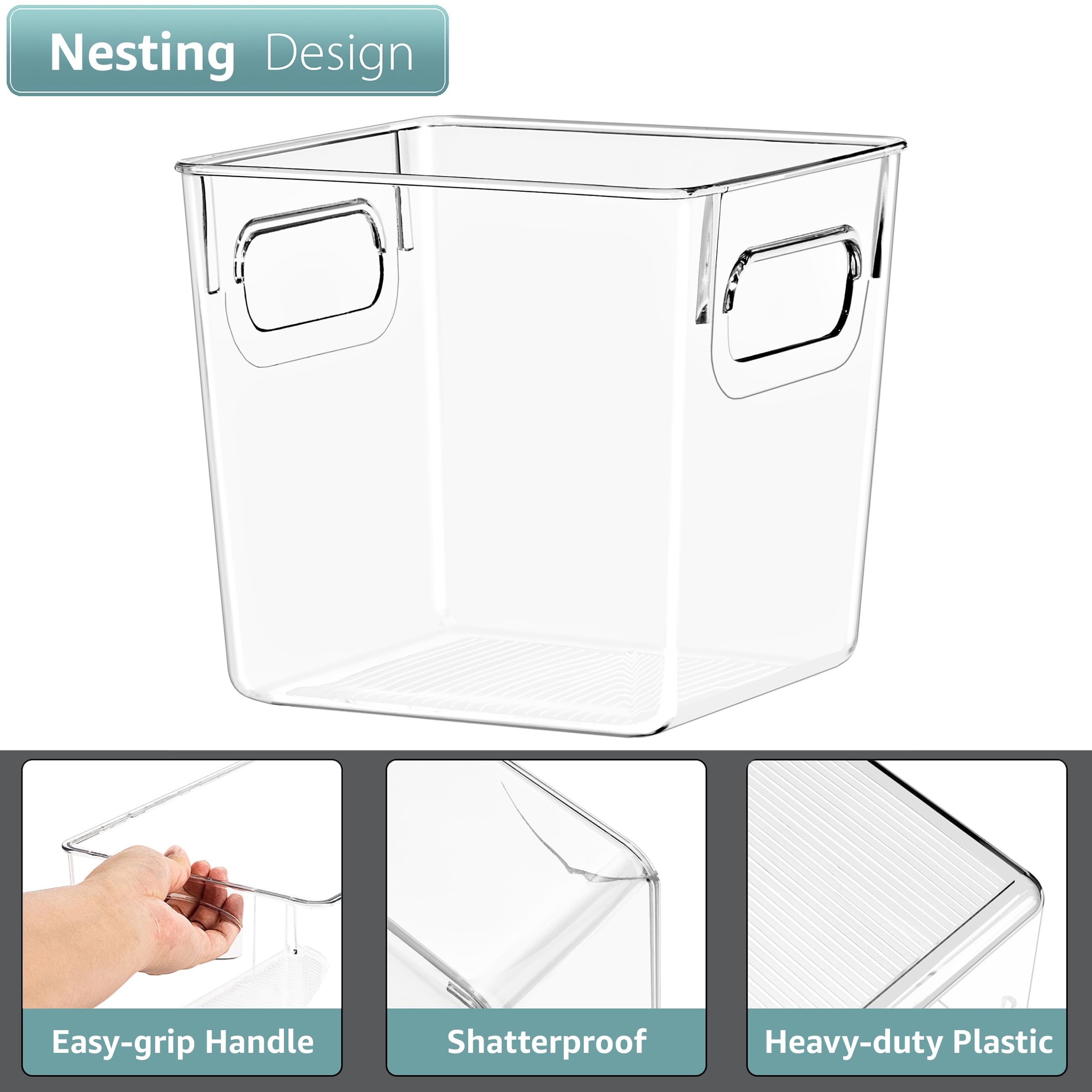 Sorbus Large Clear Plastic Storage Bins for Shelves, Clothes, with Handle - Clear Storage Bins, Drawer, Shelf, Closet, Pantry, Fridge, Freezer Organizer Bins, Closet Organizers and Storage (2 pack)