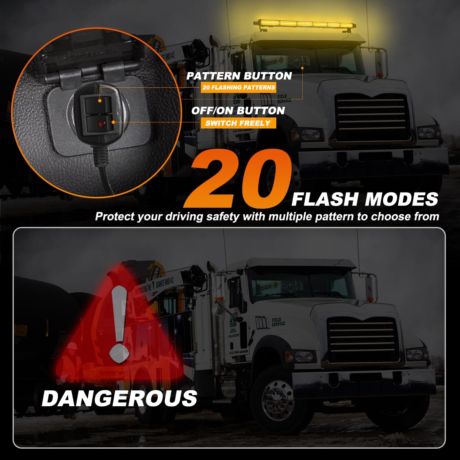 ASPL 26inch 126 LED Rooftop Emergency Strobe Lights Bar Double Side Flashing Safety Warning Traffic Advisor Light Bar Hazard Snow Plow Light for Work Trucks Vehicles Construction Tow Pickup(Amber)