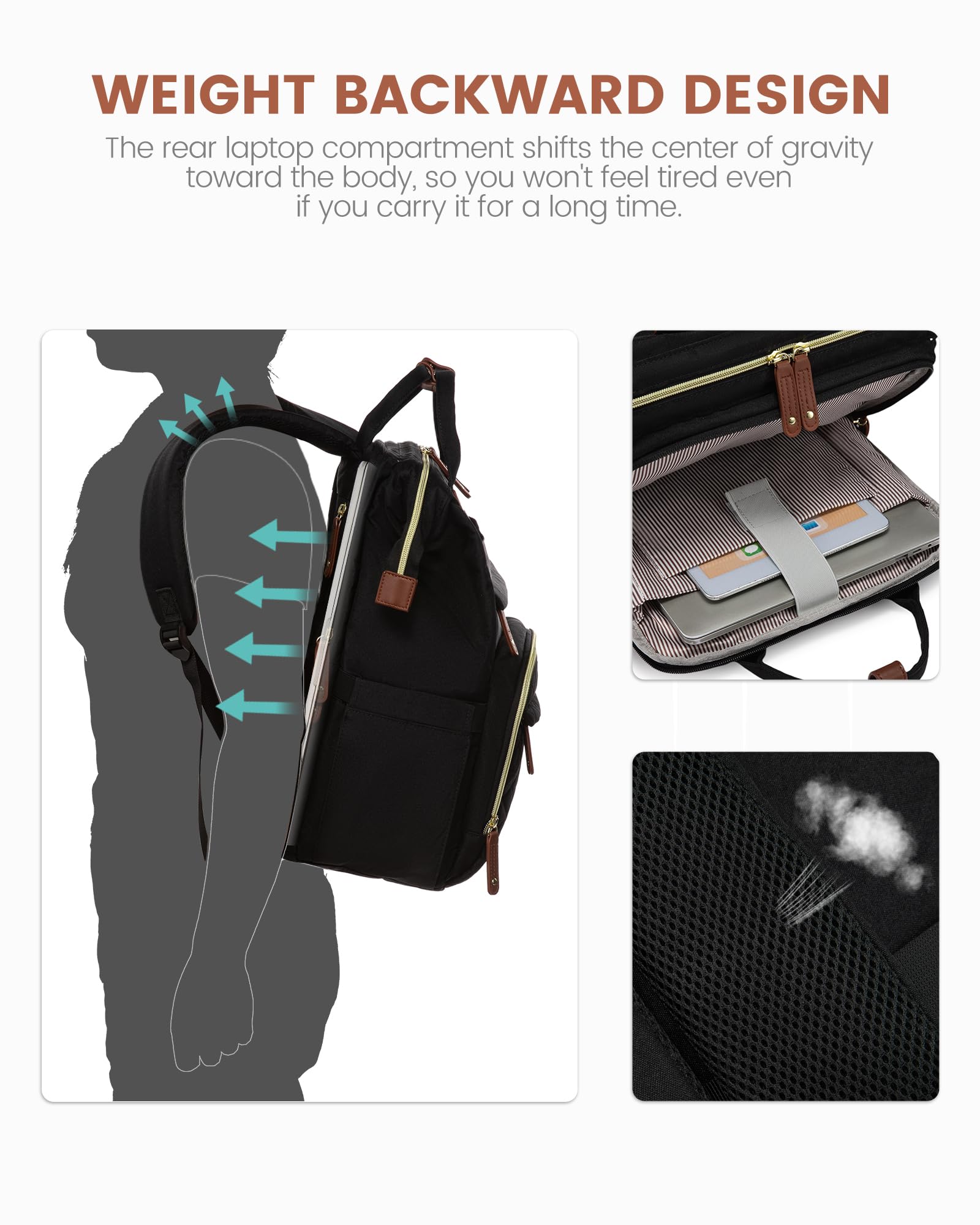 LOVEVOOK Laptop Backpack for Women, 15.6 inch Waterproof Nurse Bag Teacher Work Backpack Purse for Women, Travel Computer Backpack for College Office Business Ladies