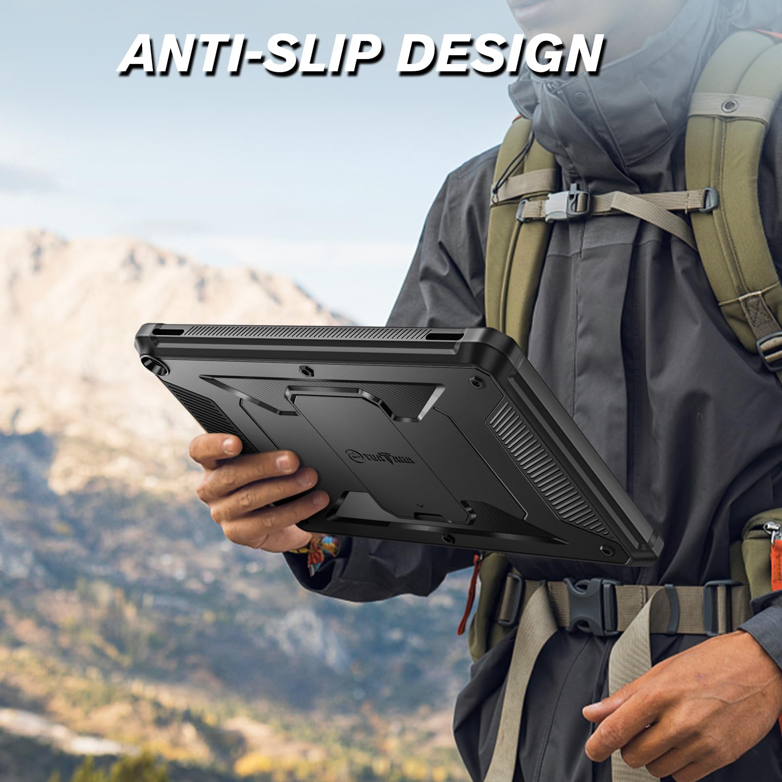 Fintie Shockproof Case for All-New Fire HD 10 Tablet (13th Generation 10.1", 2023 Release), [Tuatara] Rugged Unibody Hybrid Bumper Kickstand Cover with Built-in Screen Protector, Black