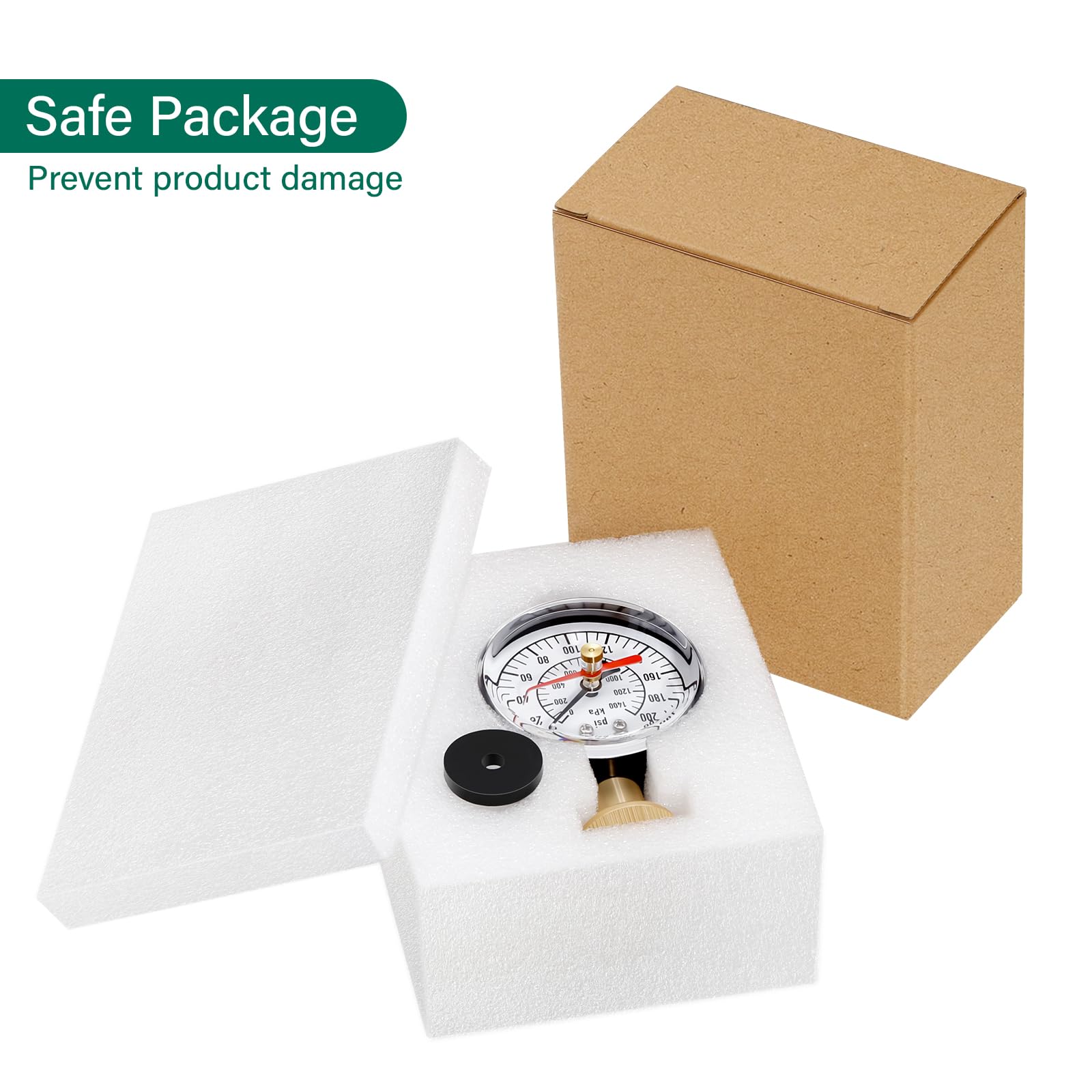 MEASUREMAN 2" Water Pressure Test Gauge, 3/4" Female Hose Thread, 0-200 psi/kpa with Maximum Pressure Memory (Pack of 2)
