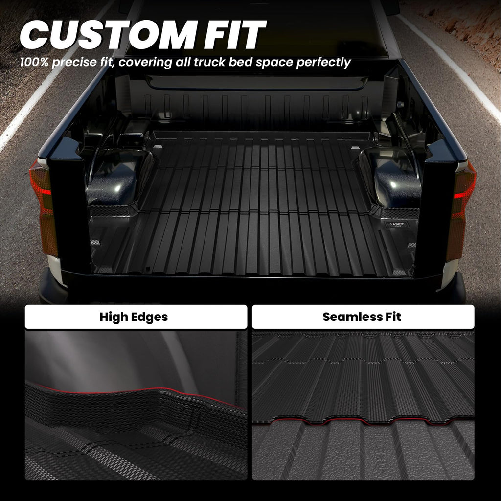 LASFIT Truck Bed Mat for 2009-2016 Ford F250 F350 F450 6.75ft Super Duty 81.9'' Bed Liner(Not fit with Drop-in Bed Liner), TPE 100% All Weather Car Bed Mat for F-250 F-350 F-450,1PCS Black