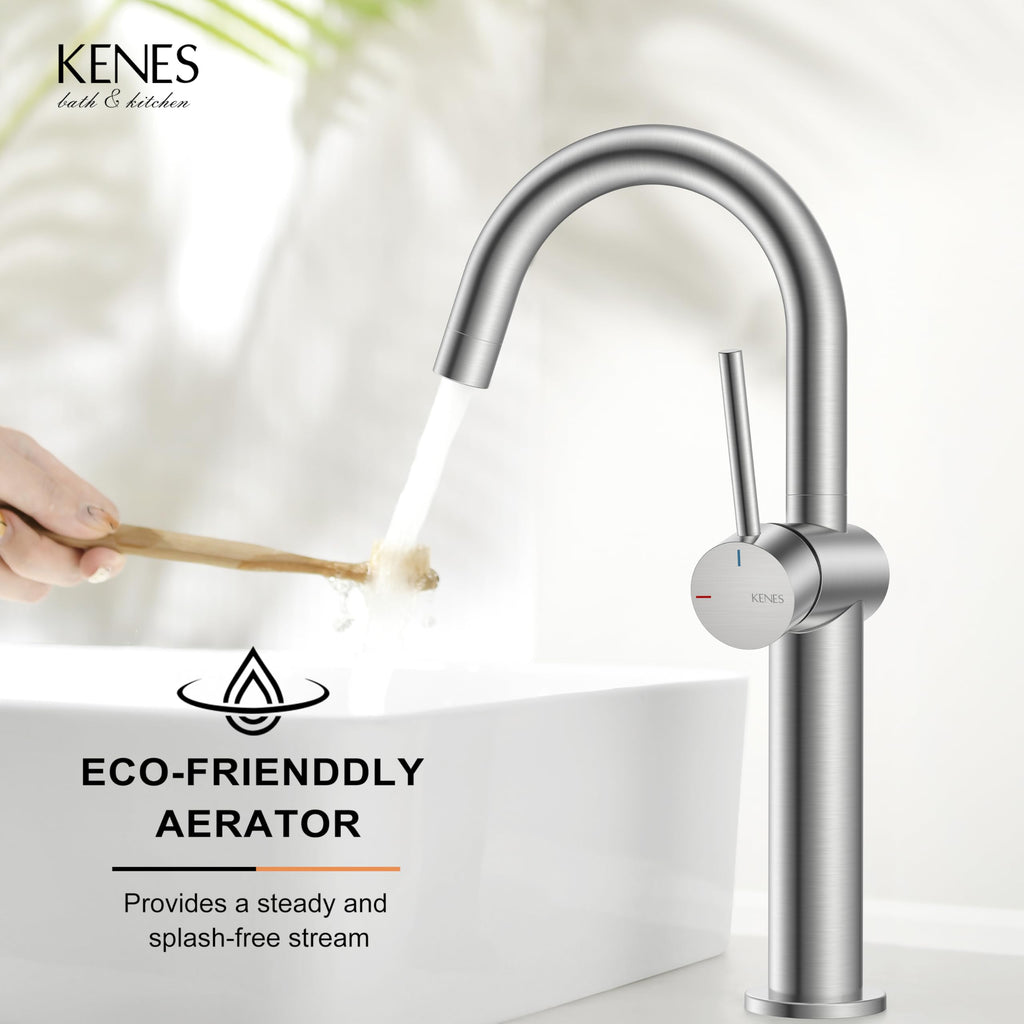 KENES Black and Gold Single Handle Bathroom Sink Faucet, Modern Prep Wet Bar Sink Faucet with Drain Assembly & Deck Plate, Vanity Faucets for Farmhouse RV Camper Utility, KE-9005B-BG