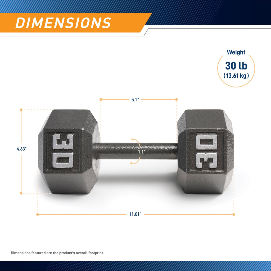Marcy Cast Iron Hex Dumbbells Collection - Available size from 3-lb to 100-lb, SOLD INDIVIDUALLY