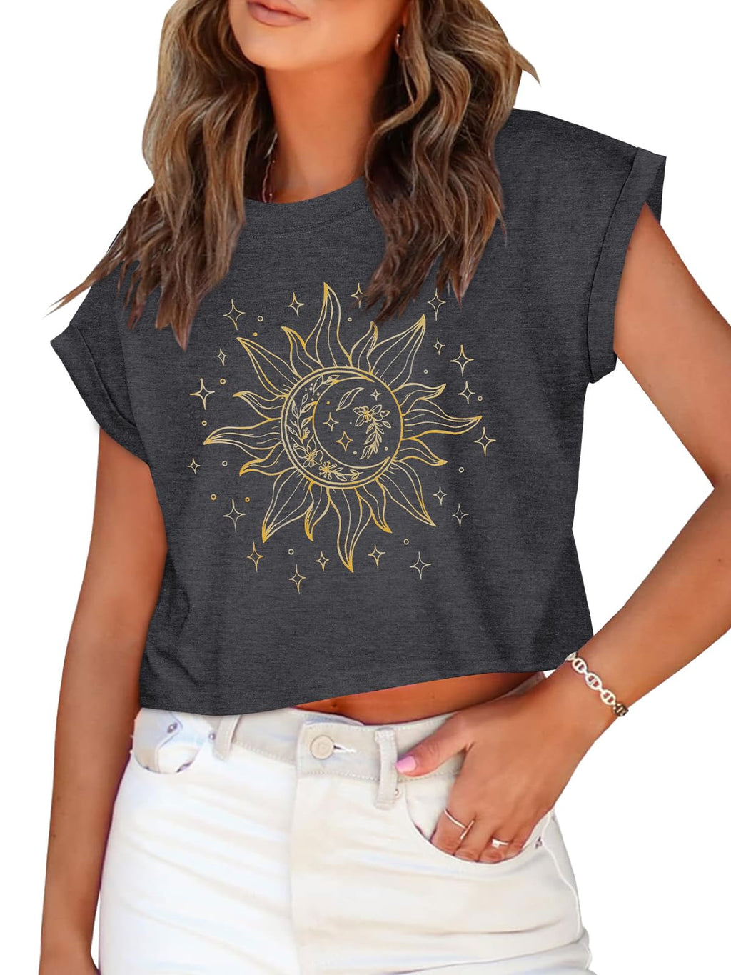 Summer Short Sleeve Crop Tops Womens Crewneck Roll Cap Sleeve T Shirts Loose Fit Basic Tees 2026