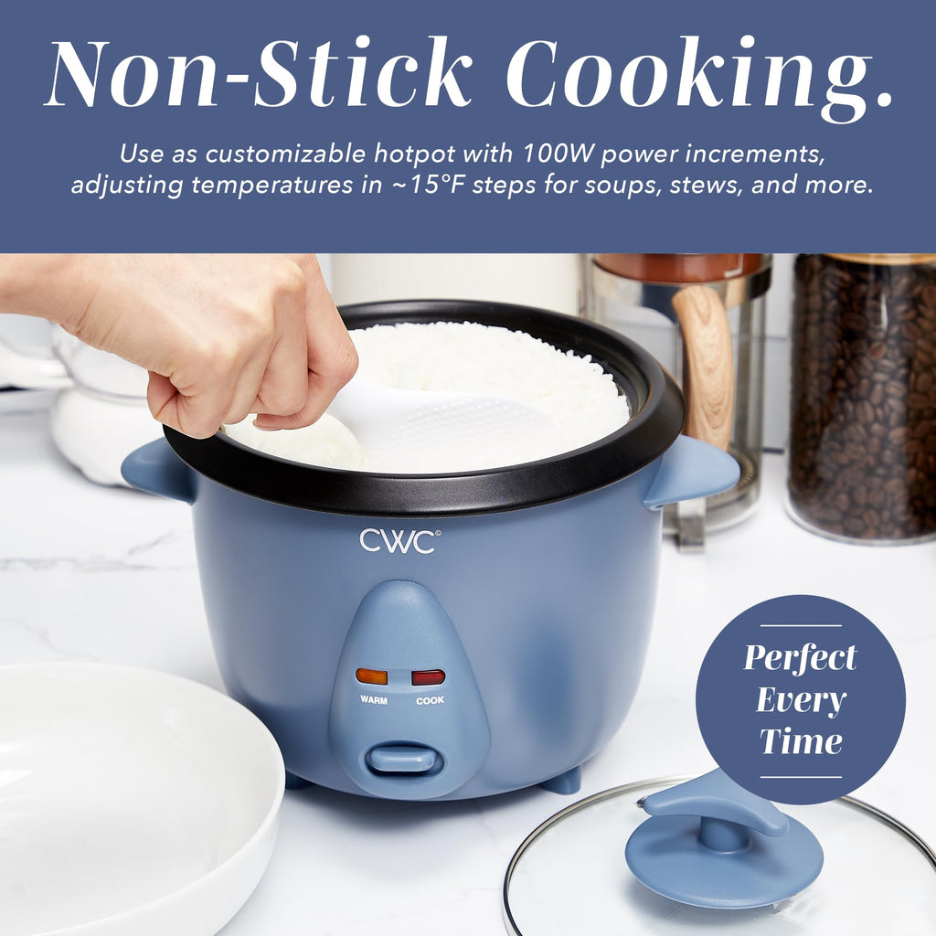COOK WITH COLOR 6 Cup Rice Cooker 300W - Effortless Cooking and Perfectly, Cooks 3 Cups of Raw Rice for 6 Cups of Cooked Rice, Floral Blue